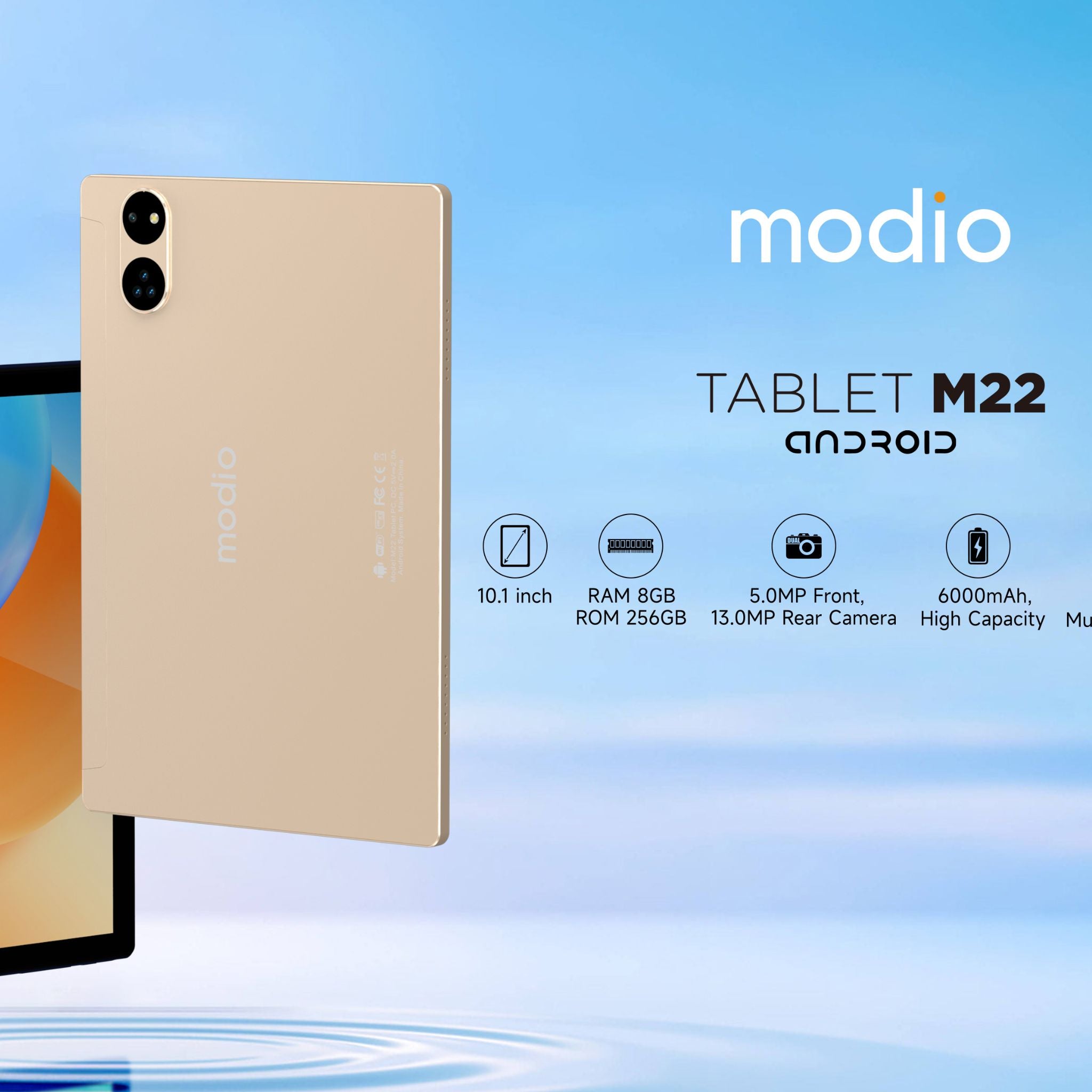Modio M22 5G 10.1" Smart Tablet, 8GB RAM, 512GB Storage – Black