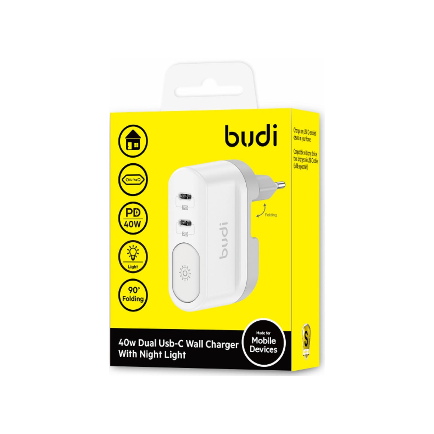 40W Dual Type-C Wall Charger With Night Light