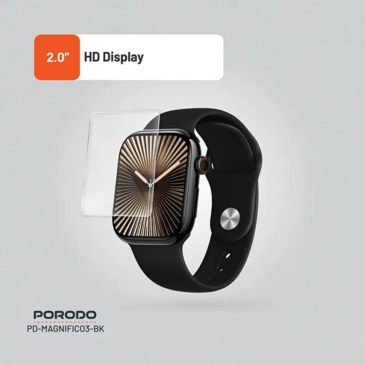 Porodo Magnifico 3 Smart Watch with Dual Straps, Up to 5 Days of Working Time Activity Tracker & Health Monitoring, Music Control, Apps Notification, Camera Shutter, Multiple Sports Mode - Black