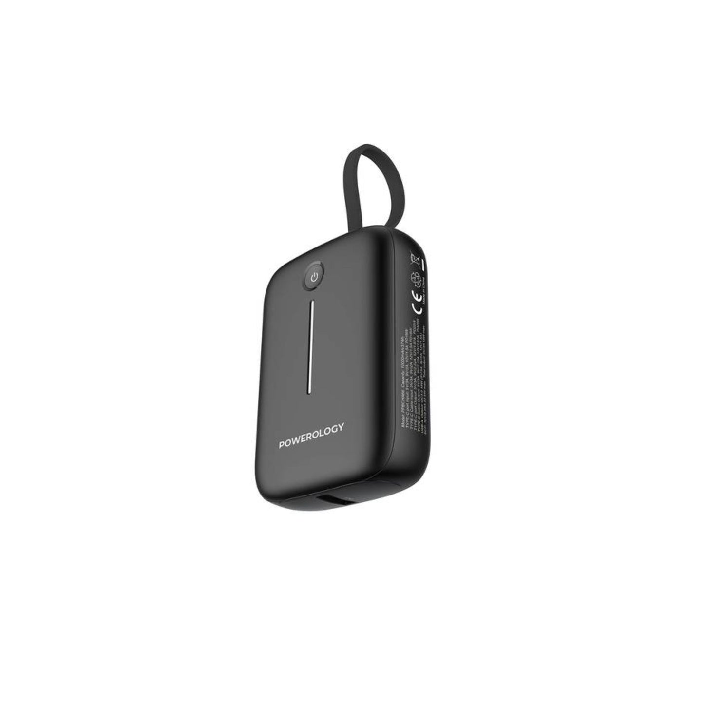 Powerology 10000mAh Power Bank with Detachable USB-C Wire, 20W Power Delivery, 3-Device Charging, Long Time Standby, Universal Phone Compatibility, Built-in Safeguards - Black