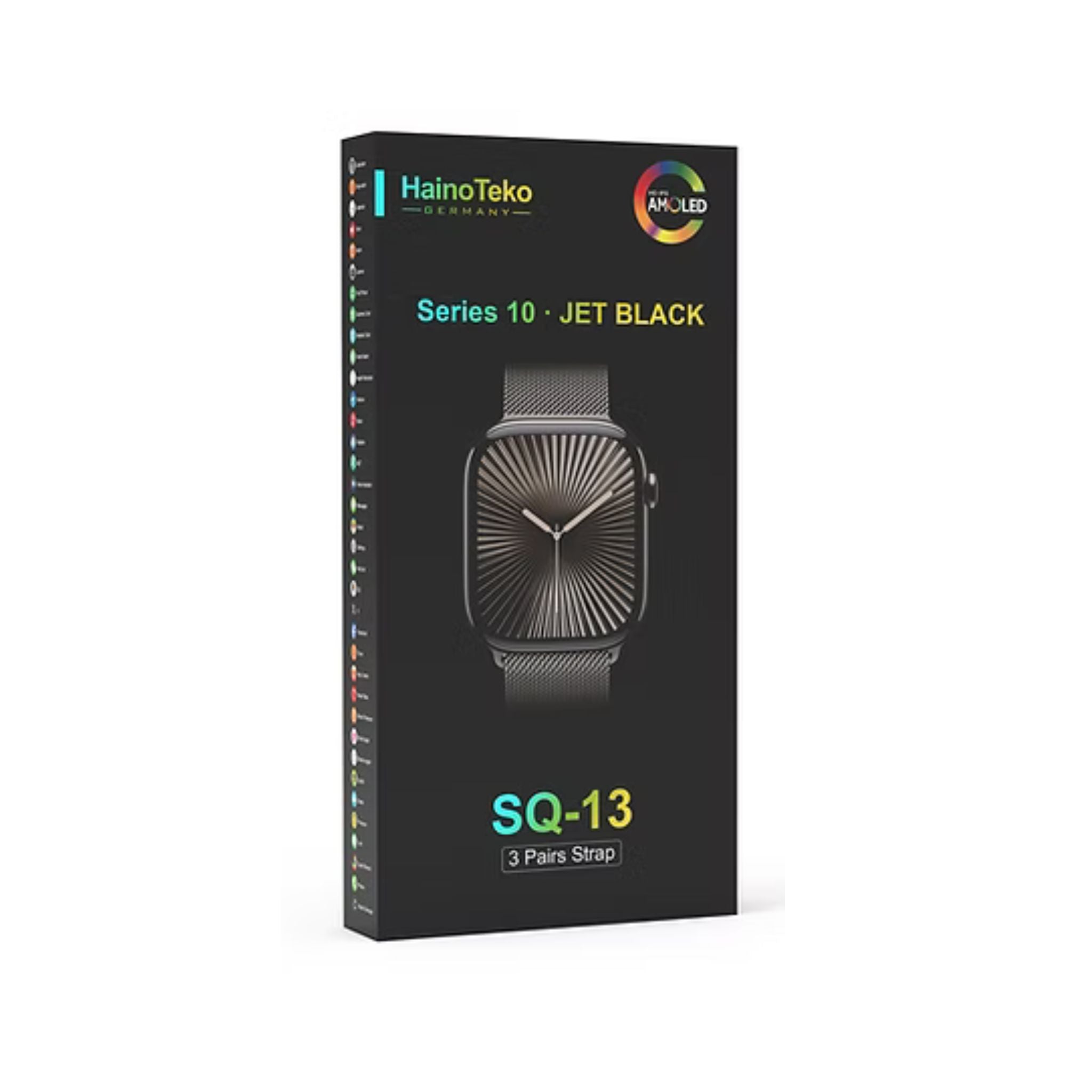 Haino Teko Germany SQ-13 Smartwatch – Large AMOLED Display, AI Voice Assistant, 3 Interchangeable Straps, Charging Cable Included, Fitness Tracker, Heart Rate & Sports Mode, Waterproof, Unisex Design for Ladies & Gents – Jet Black