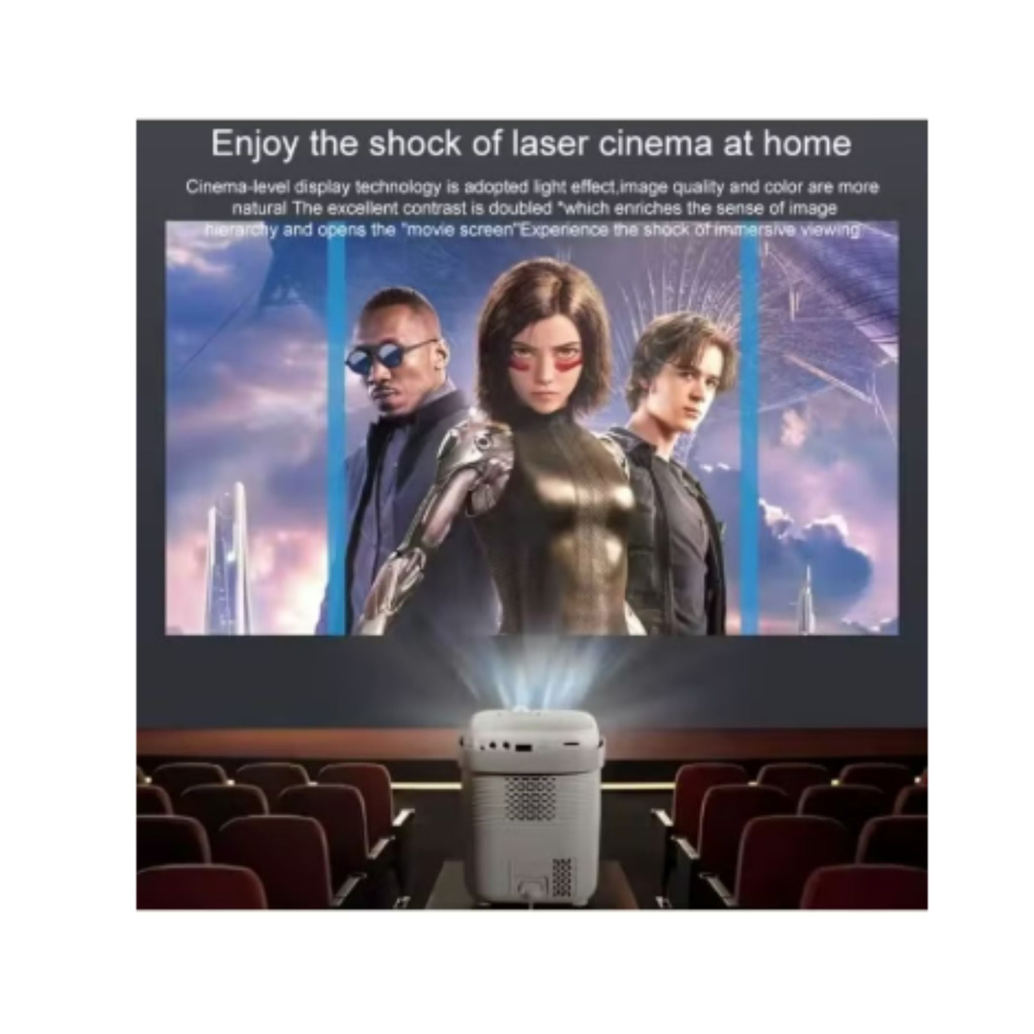 Umiio A007 Portable Smart Intelligence Projector Full HD 1080P, Android Video Projector with 5G WiFi & Bluetooth, Compatible With iOS Android HuaweiCast Suitable for Outdoor Meeting and Home Theater -Black