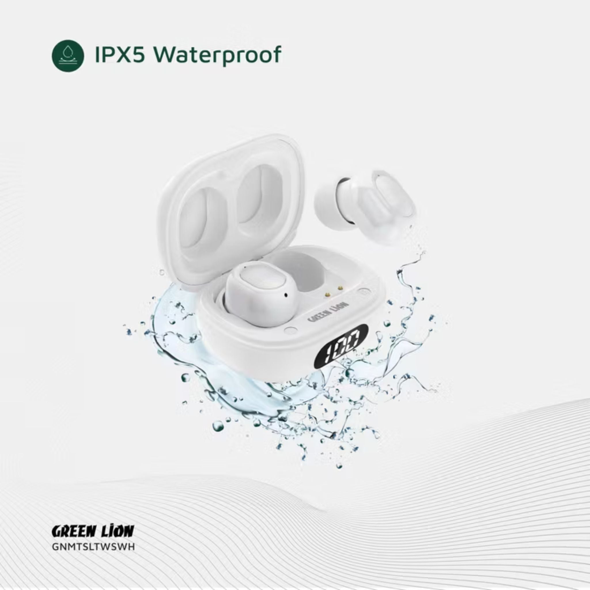 Green Lion Mittersill True Wireless Earbuds with ENC, Up to 6 Hours Playtime, IPX5 Waterproof Resistance Level, Bluetooth Version 5.4, Up to 10m Transmission Range, Type-C Charging Port, Dual-Microphone, Strap Included