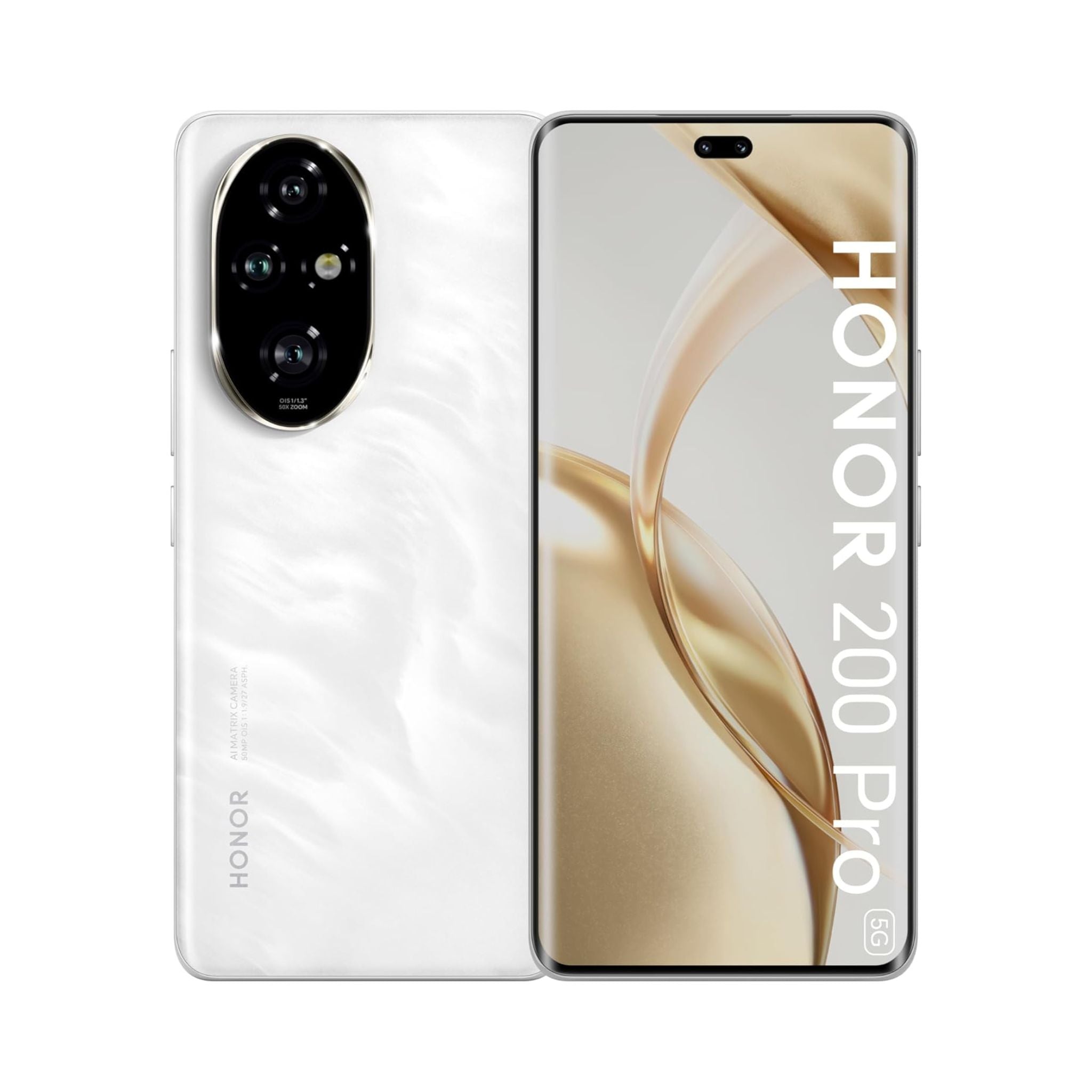 Honor 200 Pro smartphone showing front and back design on a white background