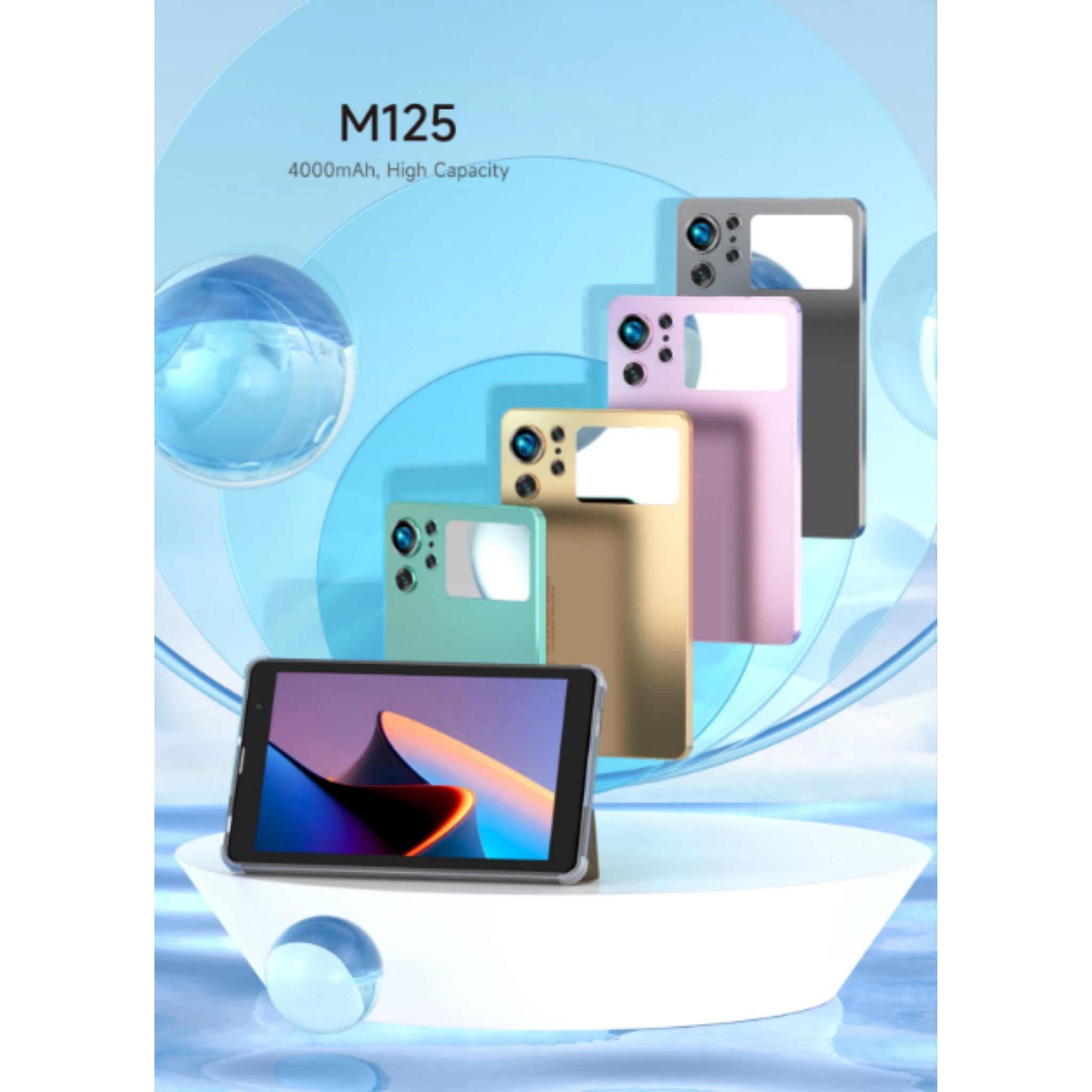 Modio M125 8-inch HD Android Tablet – 6GB RAM, 256GB Storage, 5G, Dual Cameras, Long Battery Life, Dual SIM – Blue