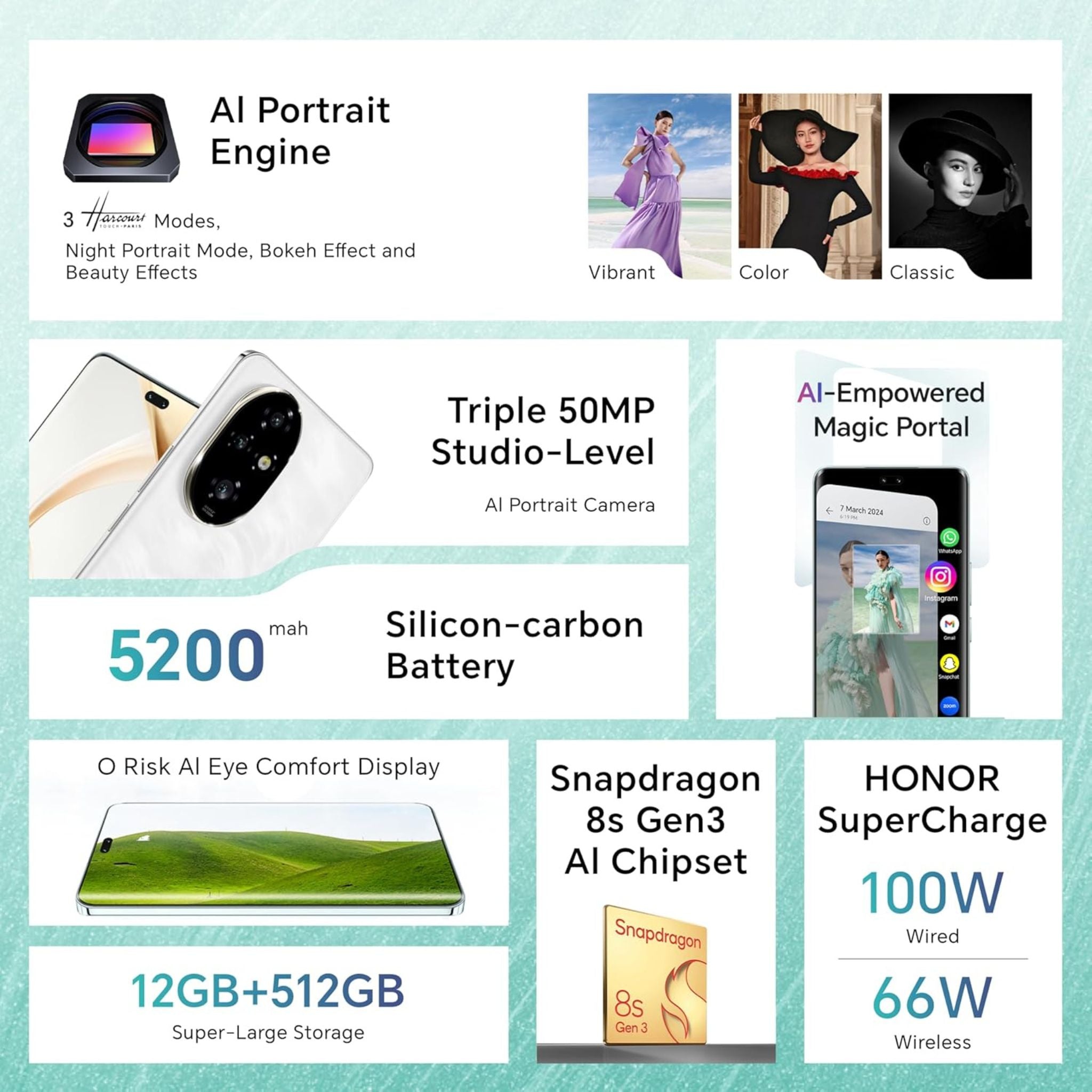 Honor 200 Pro 5G, Dual SIM 12GB RAM 512GB ROM - International Version - Moonlight White