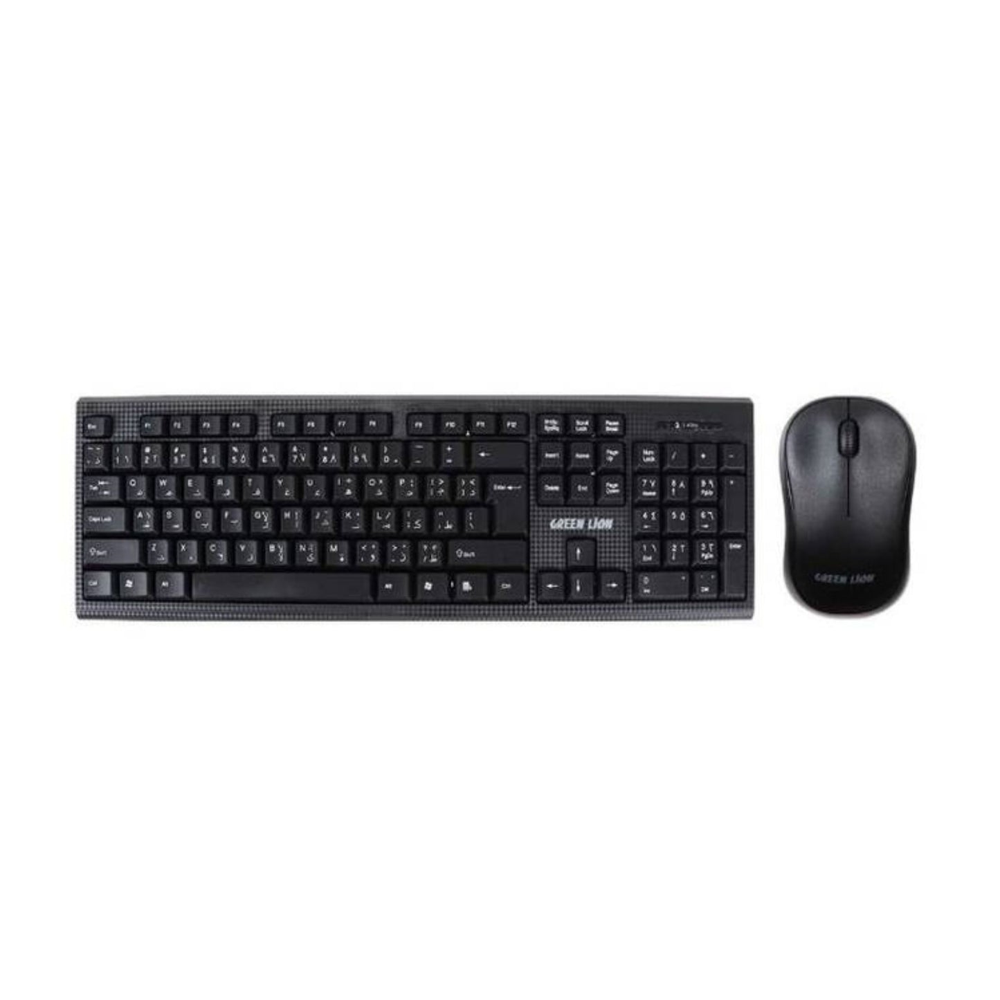 Green Lion Wireless keyboard and Mouse, ABS Mouse Material, 1200DPI Mouse Sensitivity, 10m Wireless Distance - Black