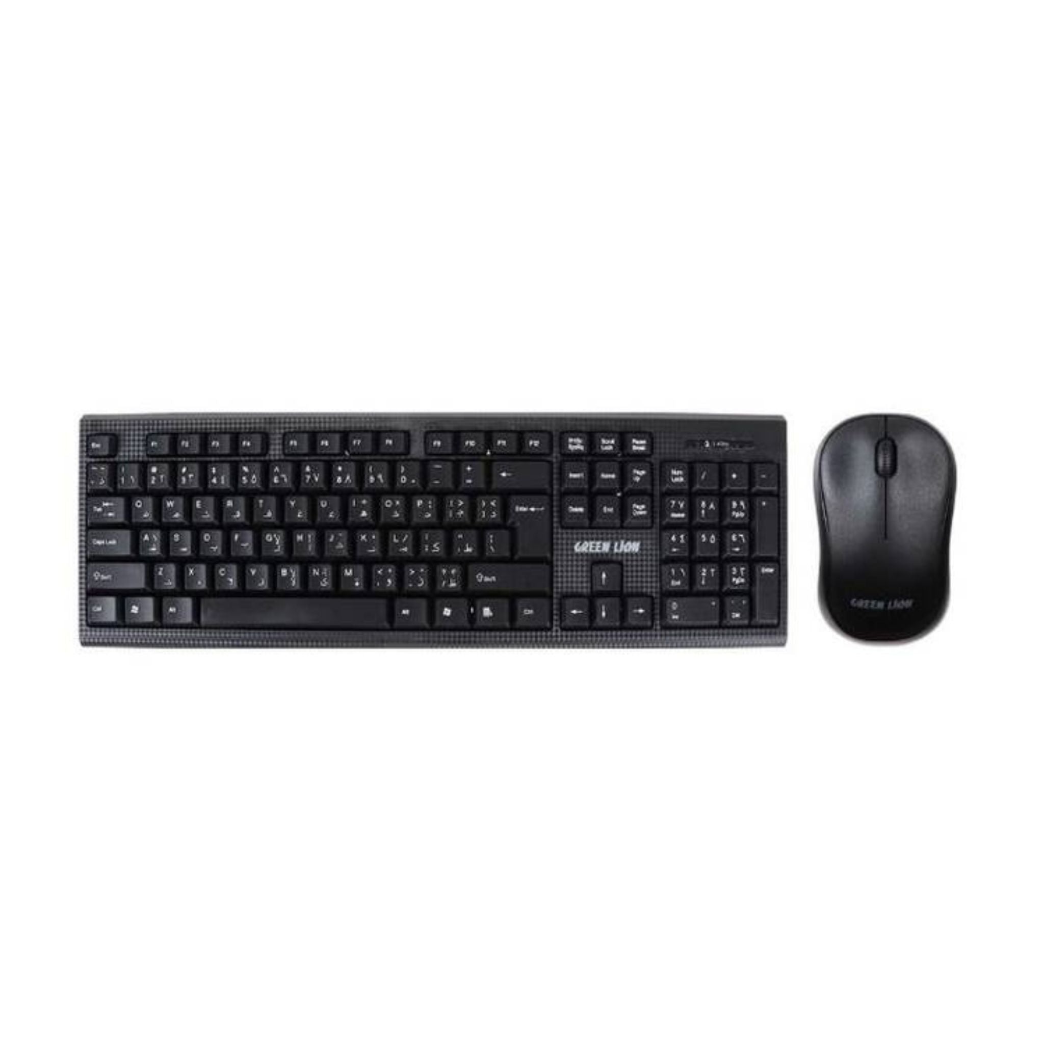 Green Lion Wireless Keyboard & Mouse Combo with 10m Operating Distance, 1200DPI Mouse Sensitivity, Square Type Keys, 30 Million Keystroke Lifespan, 3 Mouse Buttons - Black