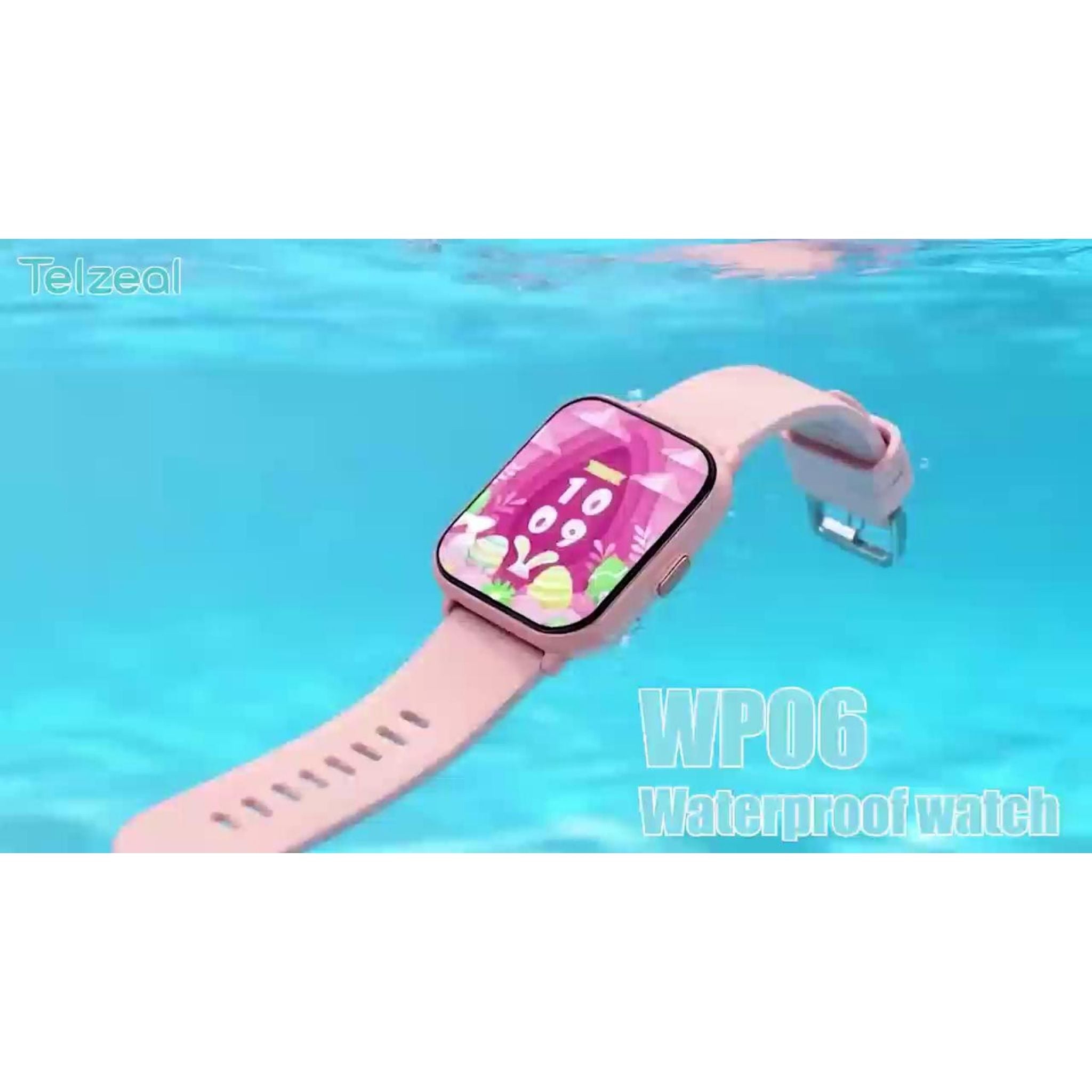 Telzeal WP06 Smartwatch with Full-Touch Color Display, Waterproof Design, Multiple Watch Faces, Stylish & Comfortable Wear – Pink