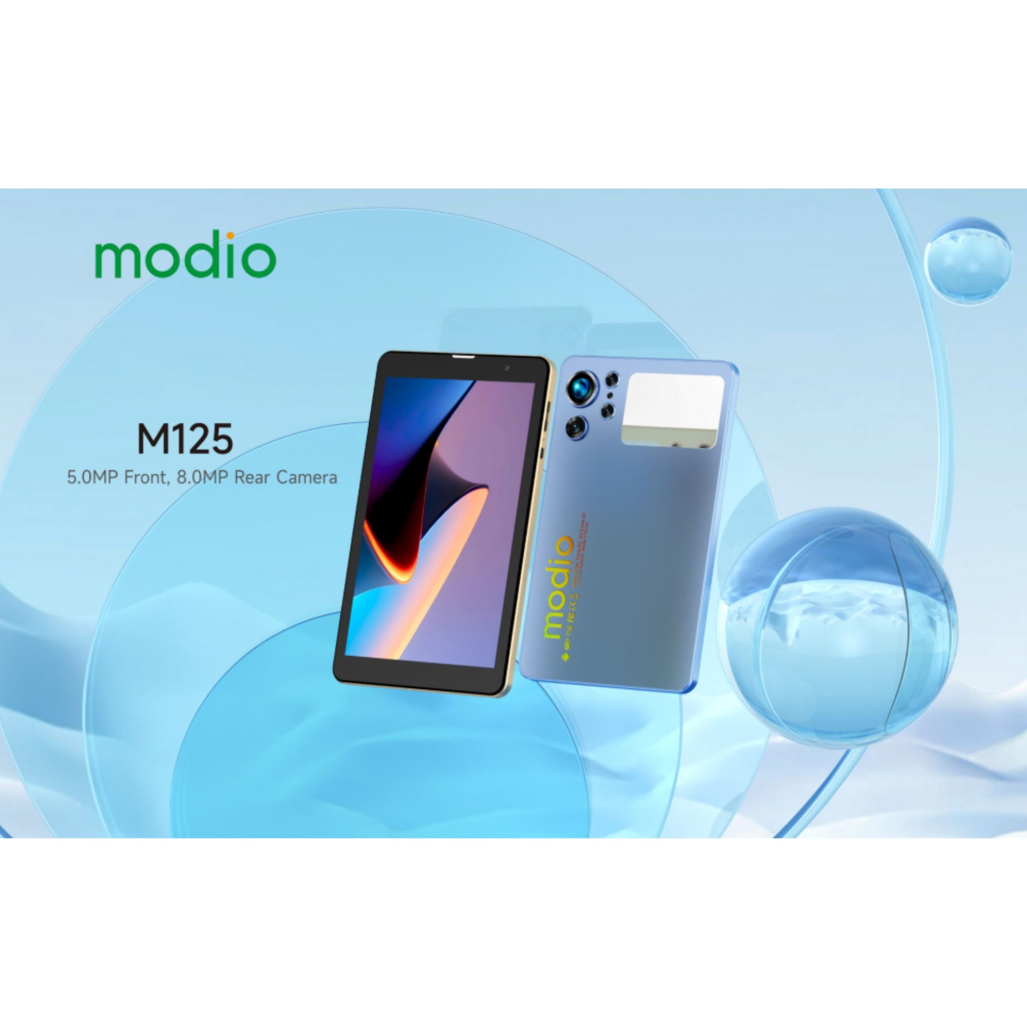 Modio M125 8-inch HD Android Tablet – 6GB RAM, 256GB Storage, 5G, Dual Cameras, Long Battery Life, Dual SIM – Blue