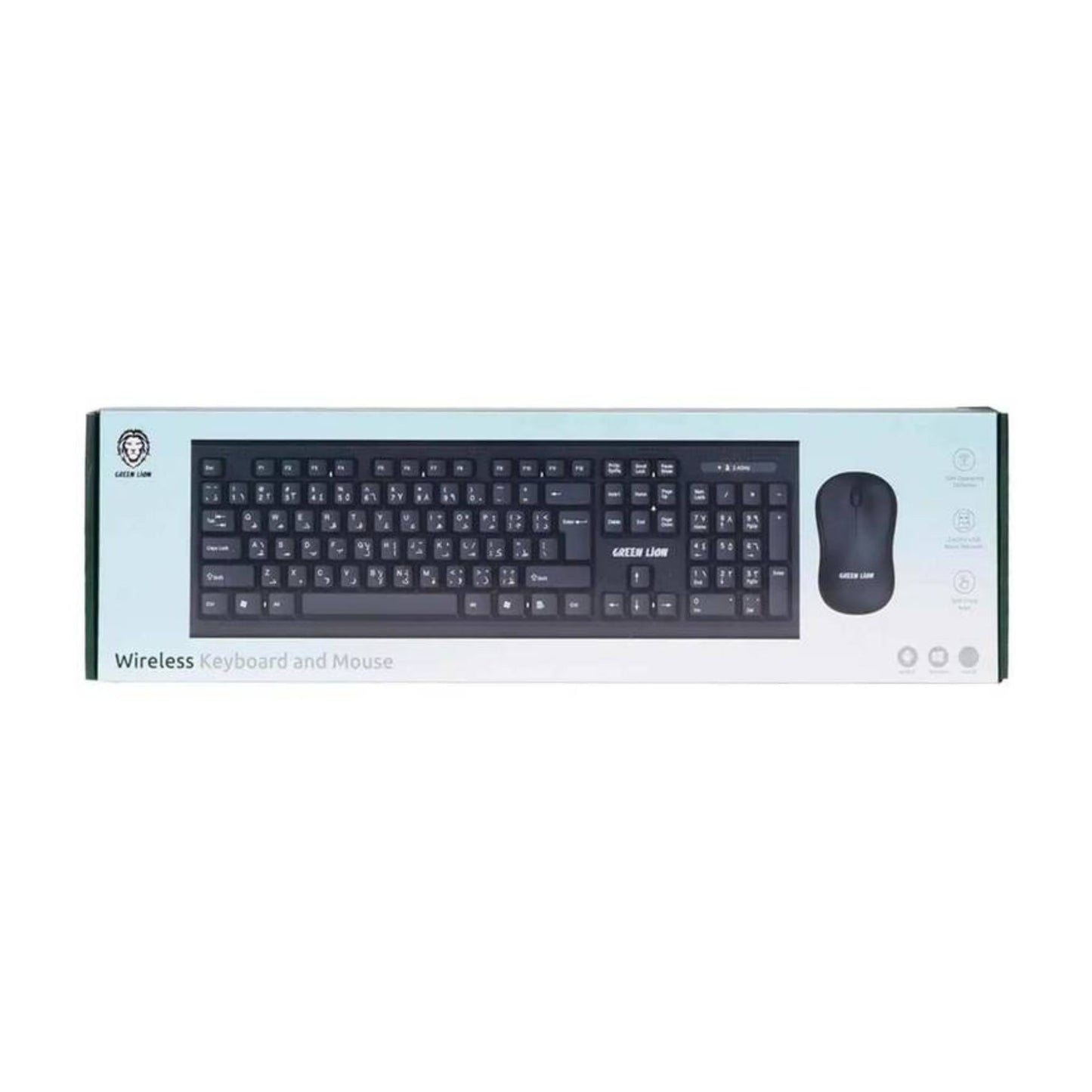 Green Lion Wireless keyboard and Mouse, ABS Mouse Material, 1200DPI Mouse Sensitivity, 10m Wireless Distance - Black