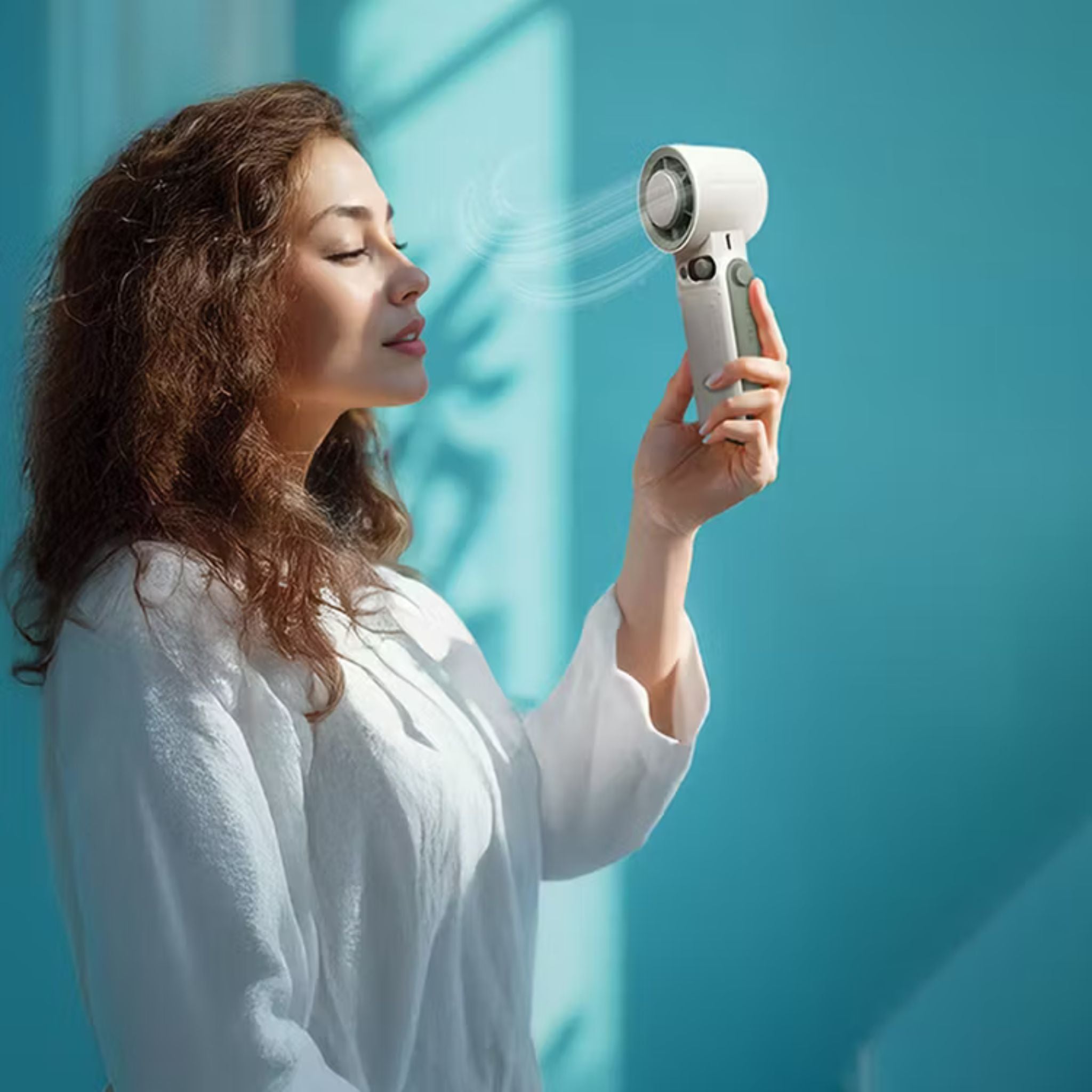 Green Lion Coolio Portable Fan with 1-199 Speed Levels, 6000mAh Battery Capacity, 5 Hours Charging Time, Type-C Charging Time, ABS + PC & Aluminum Alloy Material, 30 Hours Working Time, Silent Operation - White
