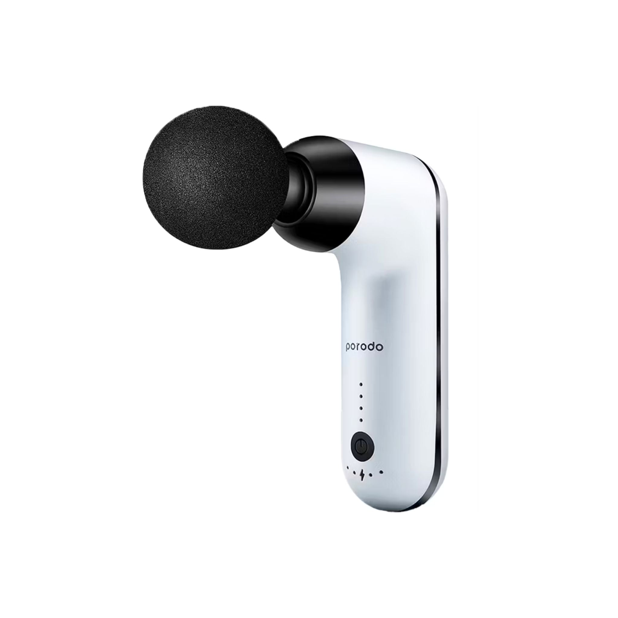 Porodo Lifestyle Mini Massage Gun 2000mAh Battery, Cordless, Adjustable Speed, 4 Interchangeable Heads, USB-C Charging, Lightweight & Portable, Ergonomic & Low Noise Design_White