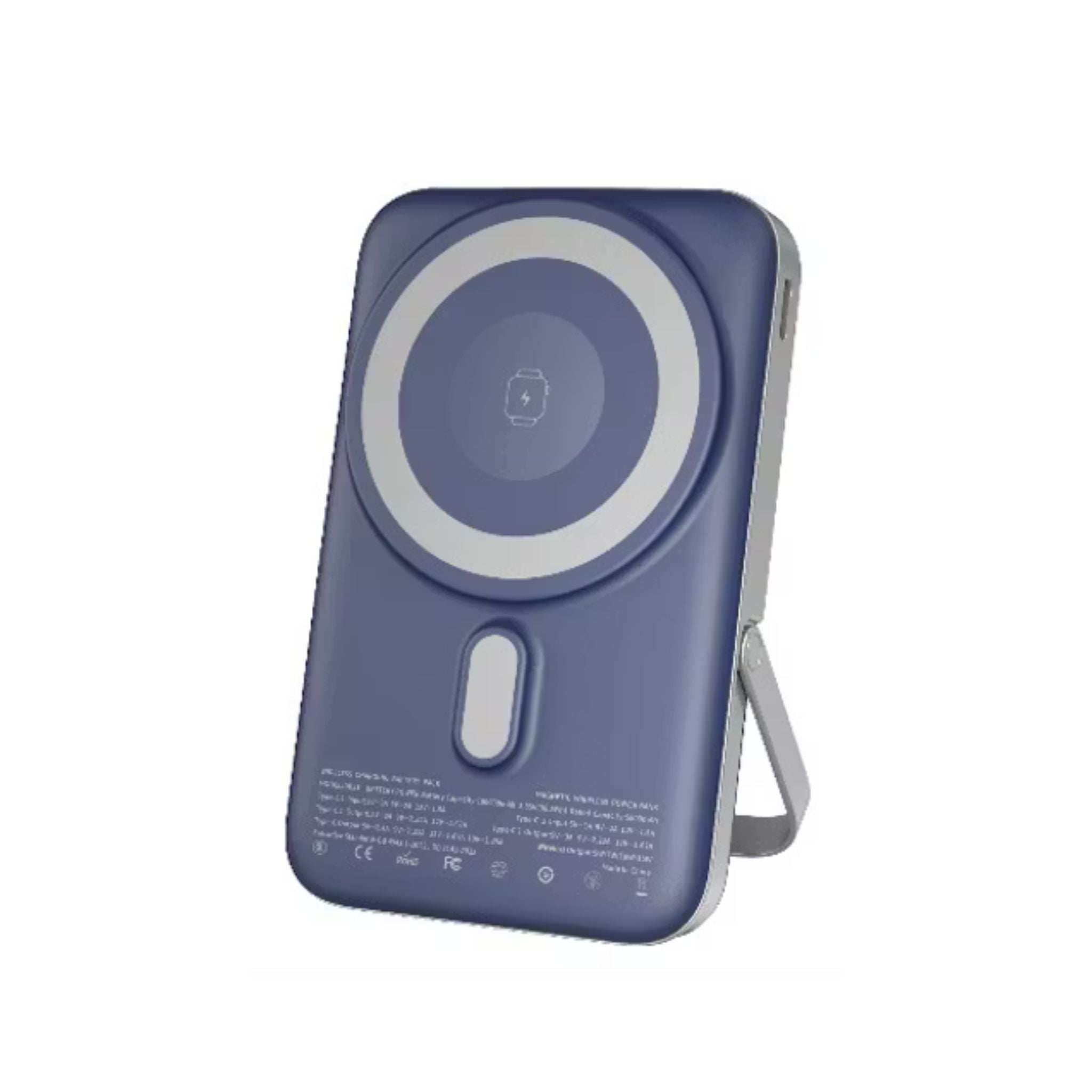 Green Lion Volt Gauge 10000mAh Power Bank with Dual USB-C Ports, ABS & PC Material, 15W Wireless Output, 22.5W Power Delivery, Flight Approved, Built-in Kickstand, Fast Charge Support - Blue