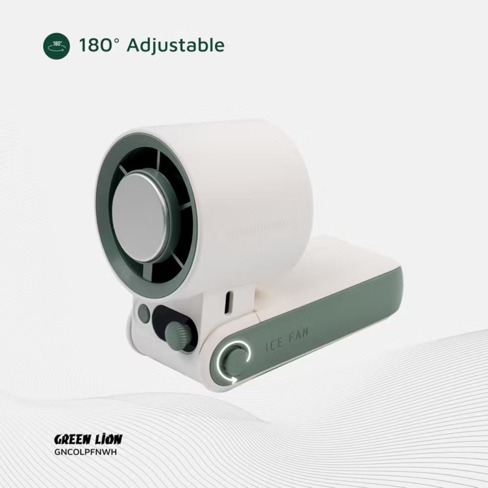 Green Lion Coolio Portable Fan with 1-199 Speed Levels, 6000mAh Battery Capacity, 5 Hours Charging Time, Type-C Charging Time, ABS + PC & Aluminum Alloy Material, 30 Hours Working Time, Silent Operation - White