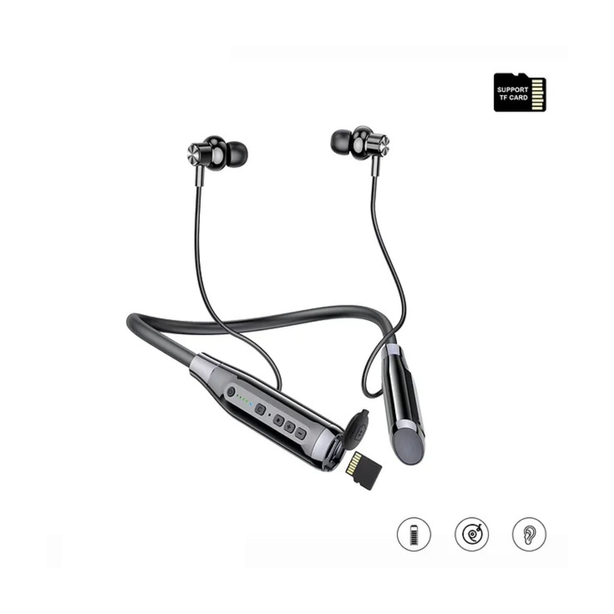 Haino Teko Germany HN120 Bluetooth Neck Band 120 Hours Music With High Bass Sound Quality Super Clear Mic and Support TF Card - Black