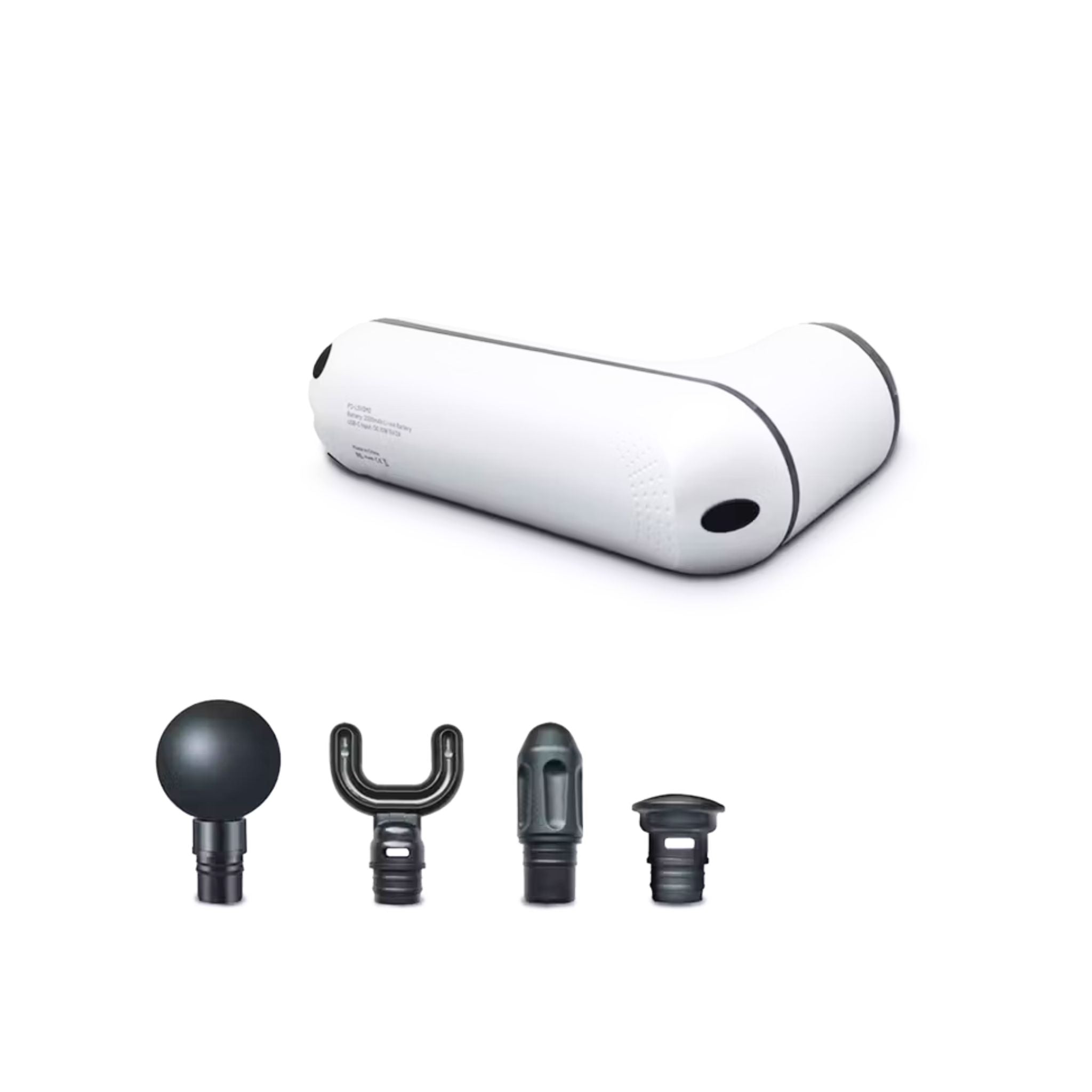 Porodo Lifestyle Mini Massage Gun 2000mAh Battery, Cordless, Adjustable Speed, 4 Interchangeable Heads, USB-C Charging, Lightweight & Portable, Ergonomic & Low Noise Design_White