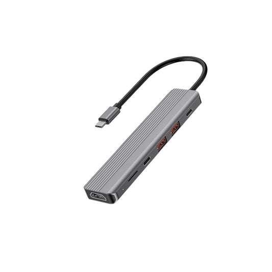 POWEROLOGY 6-in-1 Slim 4K HDMI USB-C Hub (10Gbps Data Transfer) PD 100W USB Micro SD_Grey