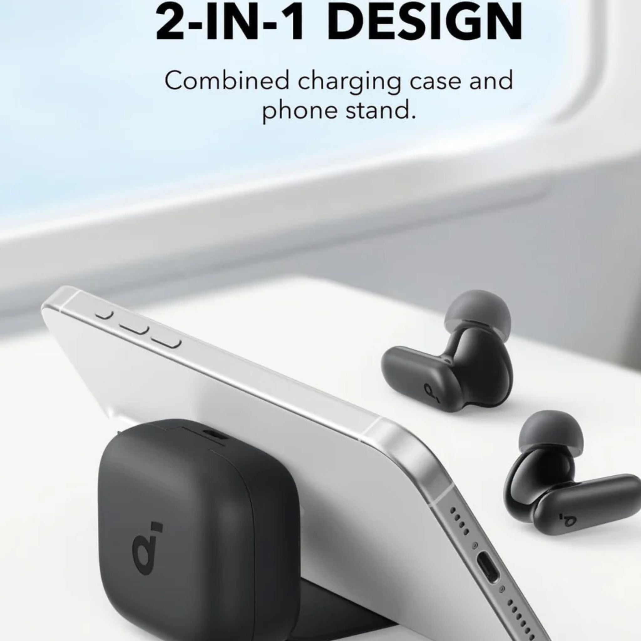 ANKER Soundcore R50i NC, Noise Cancelling Earbuds, Strong and Smart Noise Cancelling, Powerful Bass, 45H Playtime, 2-in-1 Case and Phone Stand, IP54, Wireless Earbuds, Bluetooth 5.4, App Control Black
