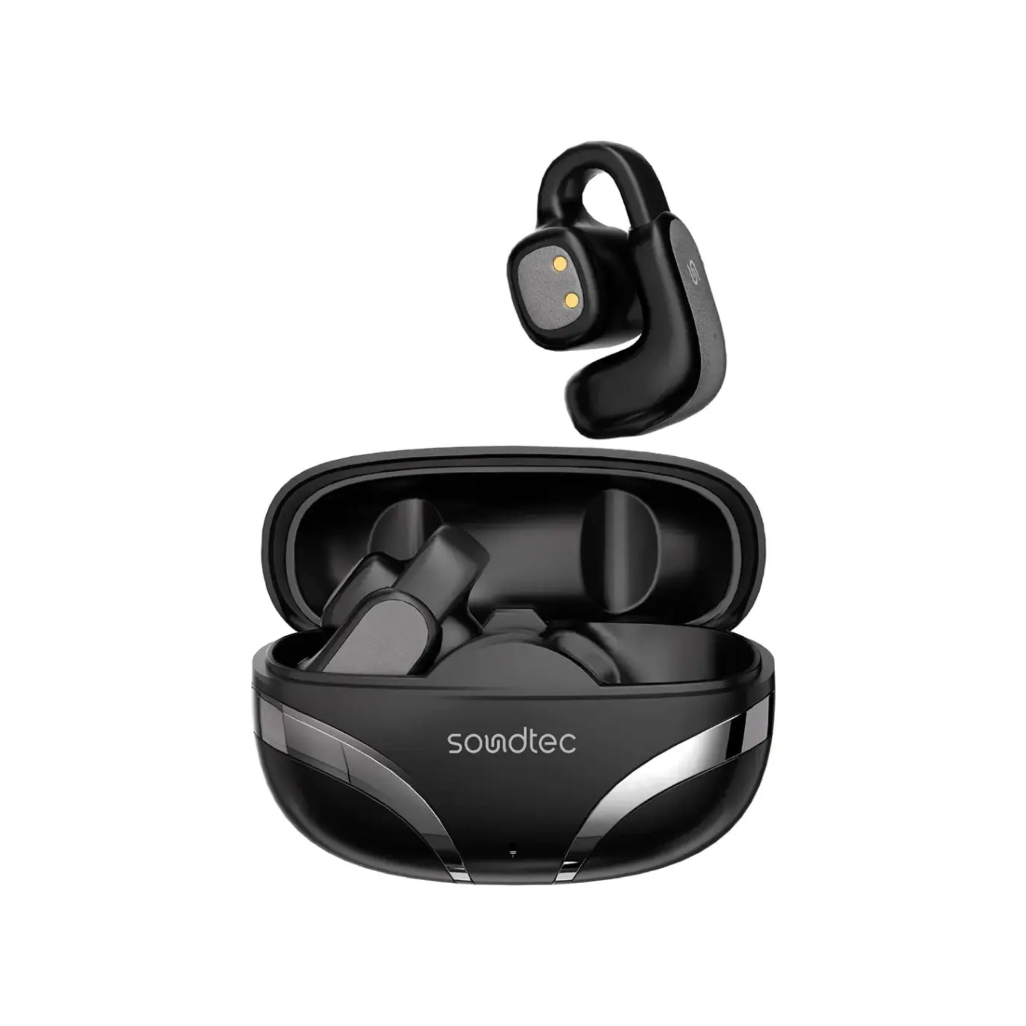 Porodo Soundtec Flexfit Open-Ear Clip-On Wireless Earbuds Bluetooth 5.4, 12mm Drivers, ENC Clear Calls, Touch Control, USB-C Fast Charging, 5.5H Playtime, 10m Range