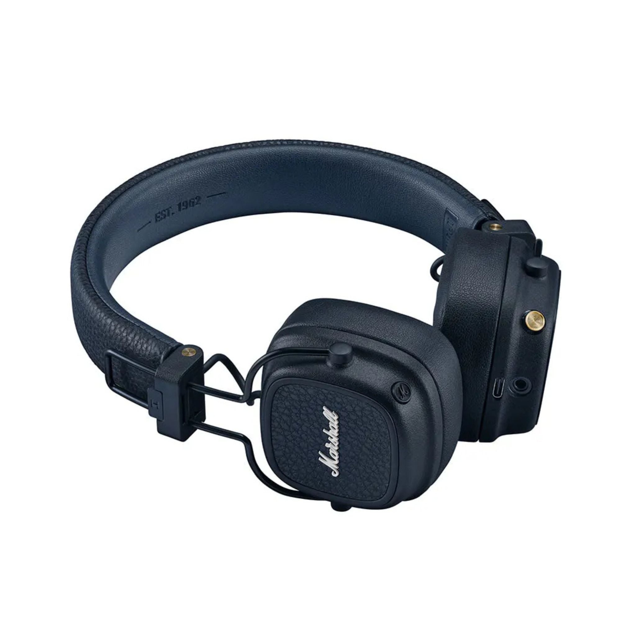 Marshall Major V Wireless On-Ear Headphones with Rugged & Foldable Design, Wireless Charging, 3 Hours Charging Time, Customizable M-Button, Bluetooth Version 5.3, Up to 100 Hours Play Time - Blue