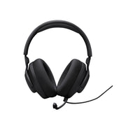 A black JBL Quantum 100 wired over-ear gaming headset with a detachable voice-focus boom mic.