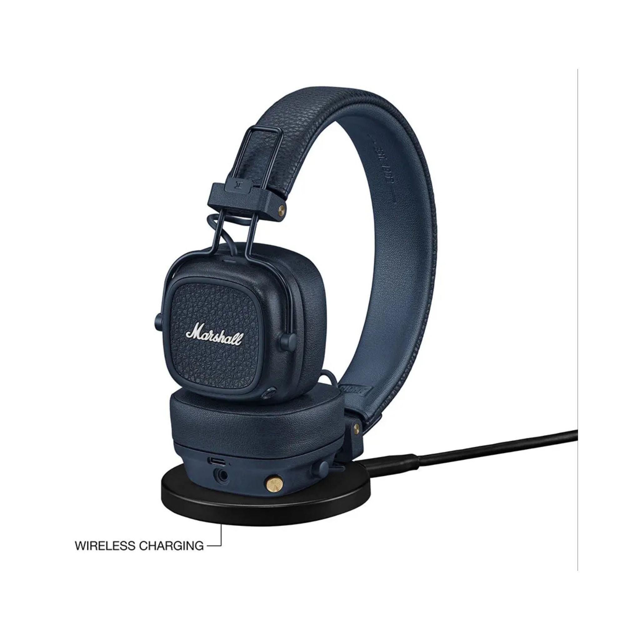 Marshall Major V Wireless On-Ear Headphones with Rugged & Foldable Design, Wireless Charging, 3 Hours Charging Time, Customizable M-Button, Bluetooth Version 5.3, Up to 100 Hours Play Time - Blue