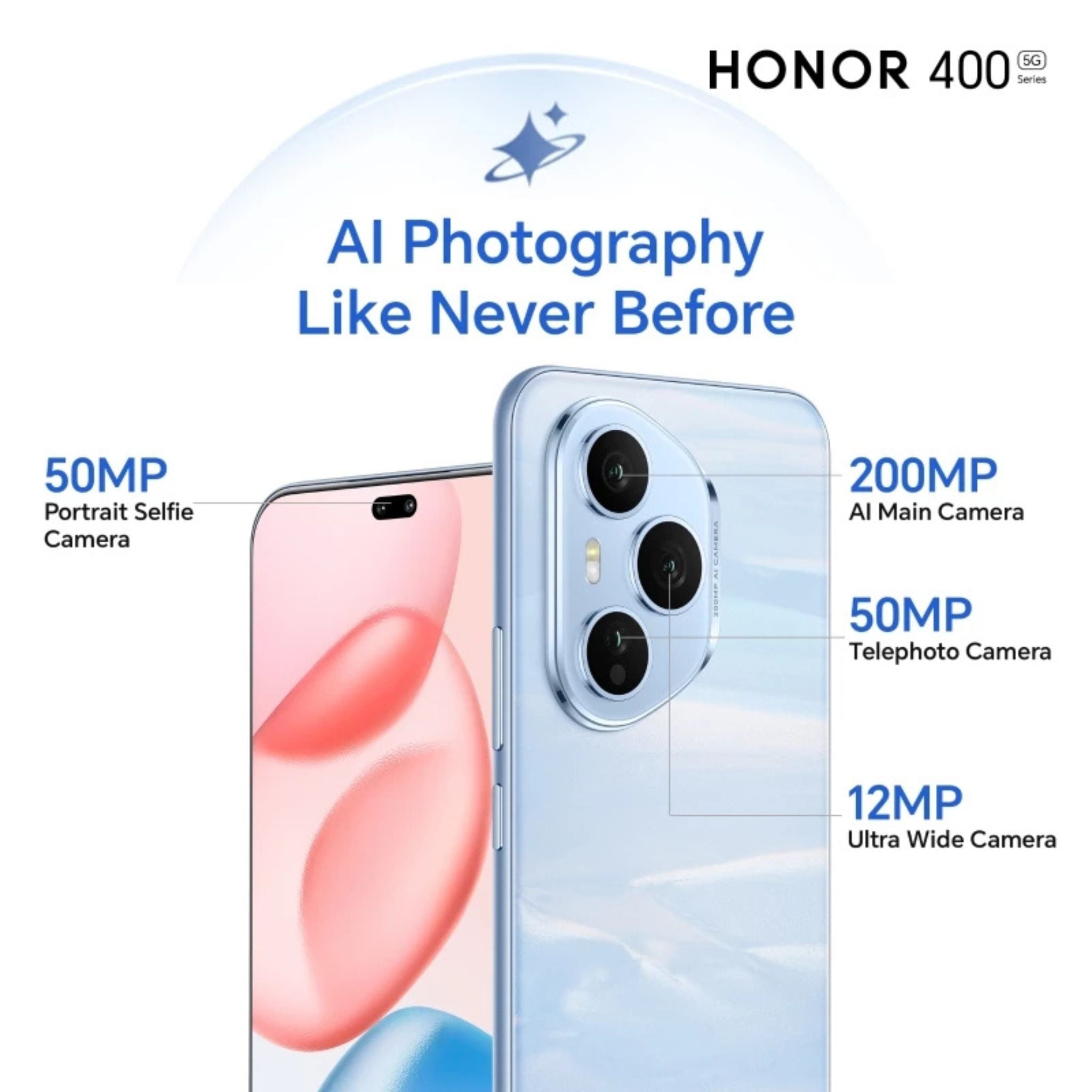 Honor 400 Pro 5G, Dual SIM 12GB RAM 512GB - International Version- Tidal Blue