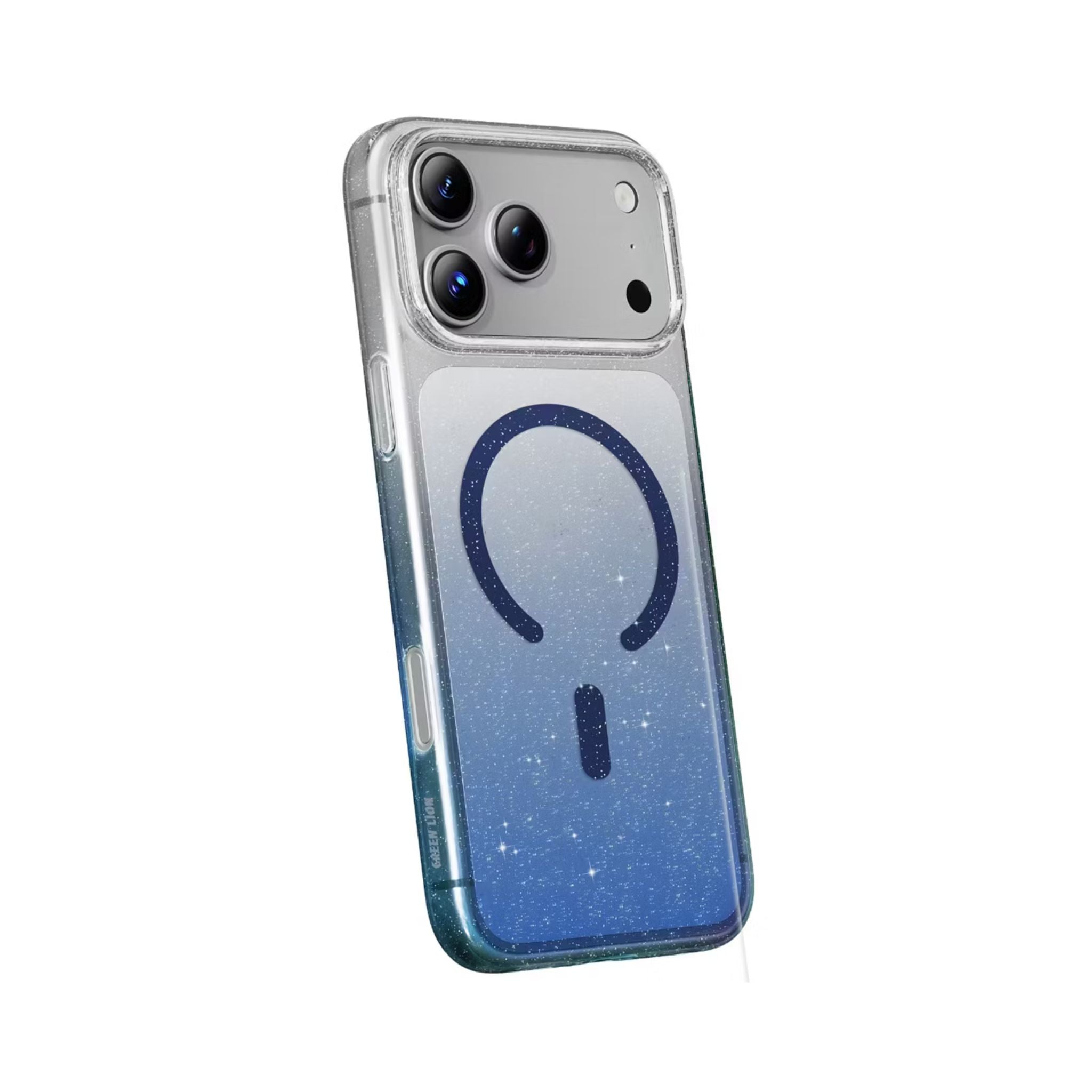 Green Lion Glitter MagSafe Case for iPhone 17 Pro Max, Anti-Fingerprint & Anti-Scratch, Comfortable Grip, Camera Protection, Anti-Yellowing, Ultra-Slim & Lightweight Design - Blue