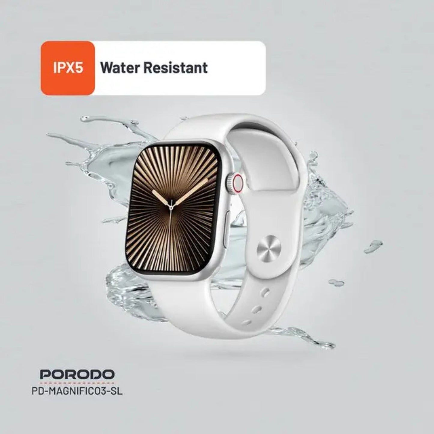 Porodo Magnifico 3 Smart Watch with Dual Straps, Up to 5 Days of Working Time Activity Tracker & Health Monitoring, Music Control, Apps Notification, Camera Shutter, Multiple Sports Mode - Silver