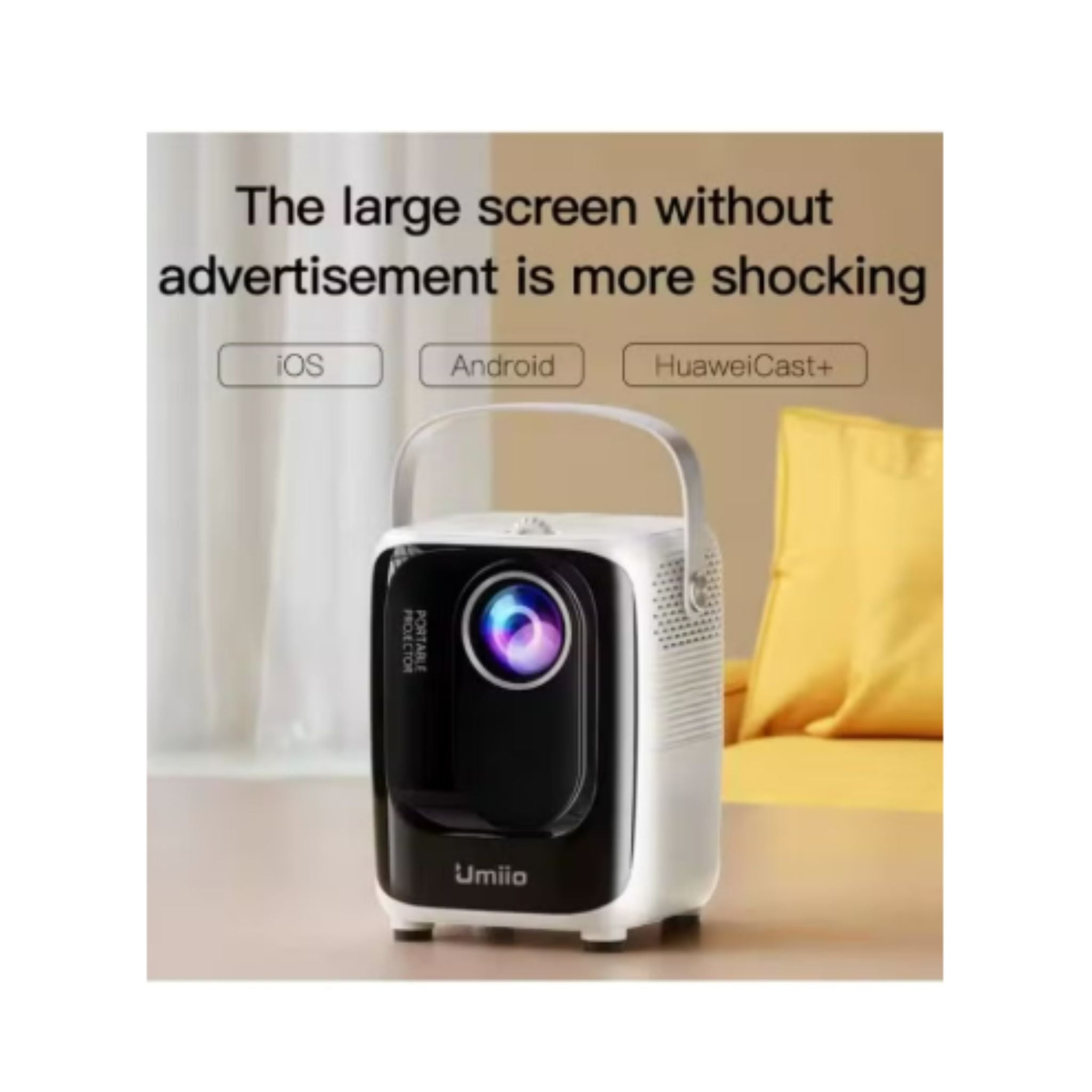 Umiio A007 Portable Smart Intelligence Projector Full HD 1080P, Android Video Projector with 5G WiFi & Bluetooth, Compatible With iOS Android HuaweiCast Suitable for Outdoor Meeting and Home Theater White