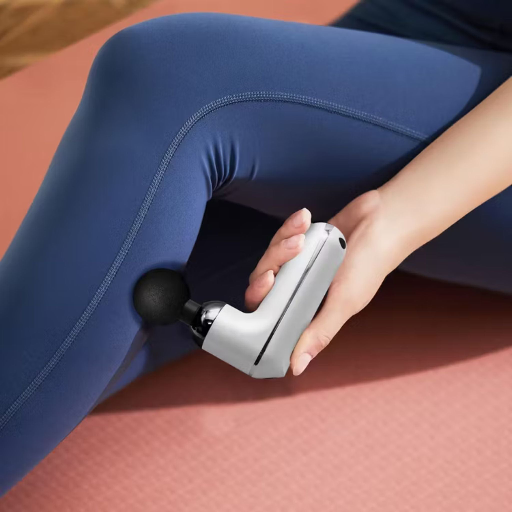 Porodo Lifestyle Mini Massage Gun 2000mAh Battery, Cordless, Adjustable Speed, 4 Interchangeable Heads, USB-C Charging, Lightweight & Portable, Ergonomic & Low Noise Design_White