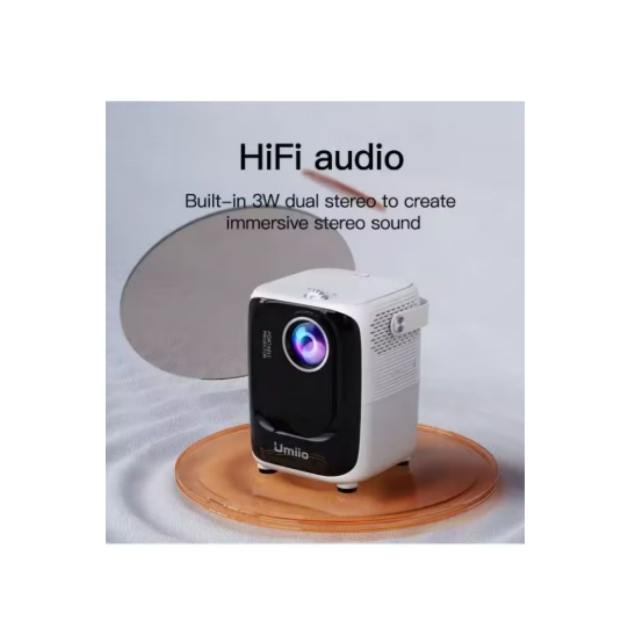 Umiio A007 Portable Smart Intelligence Projector Full HD 1080P, Android Video Projector with 5G WiFi & Bluetooth, Compatible With iOS Android HuaweiCast Suitable for Outdoor Meeting and Home Theater White