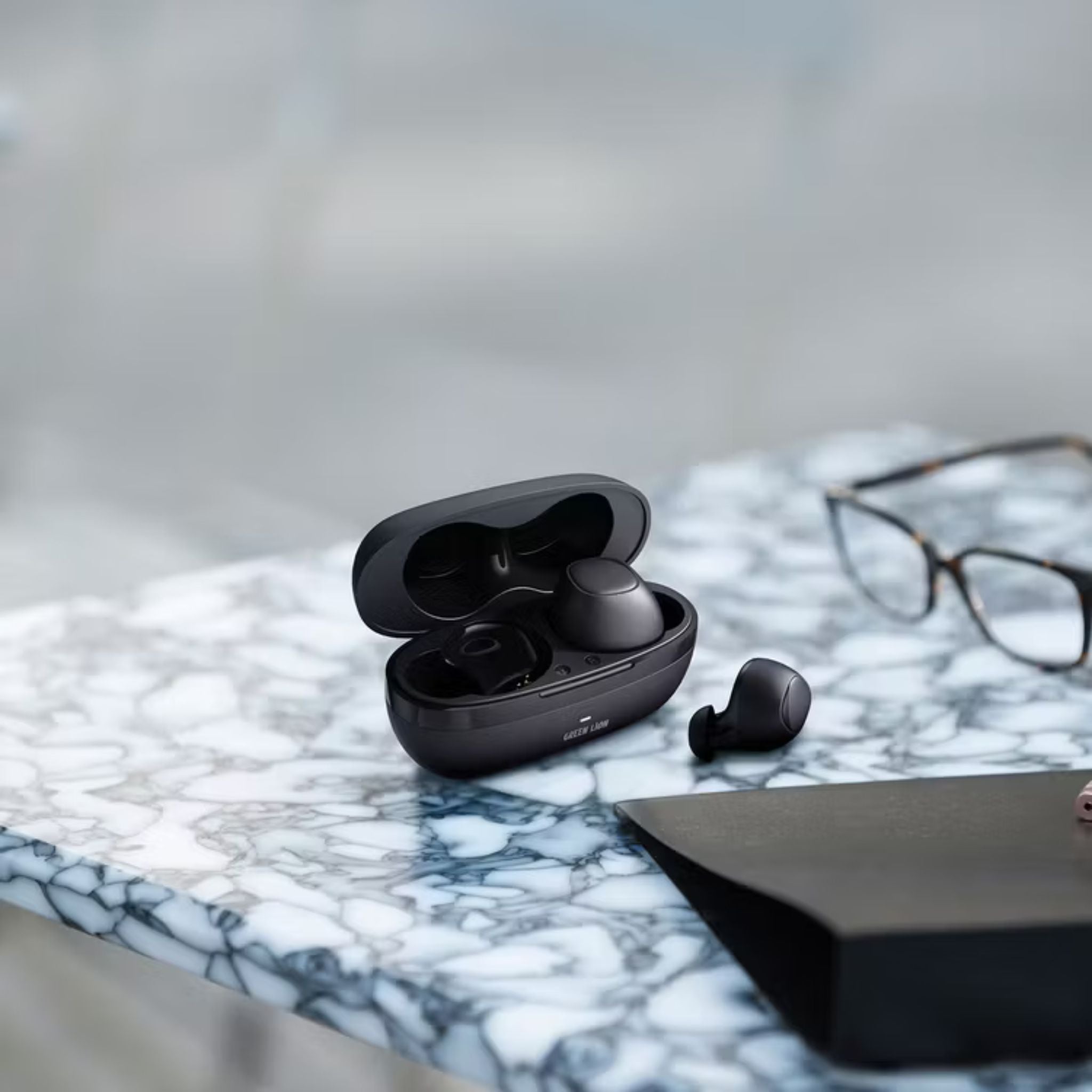 Green Lion Kaprun True Wireless Earbuds with Environmental Noise Cancellation, Up to 7 Hours of Playtime, 5.3 Bluetooth Version, IPX4 Waterproof, In-Ear Design - Black