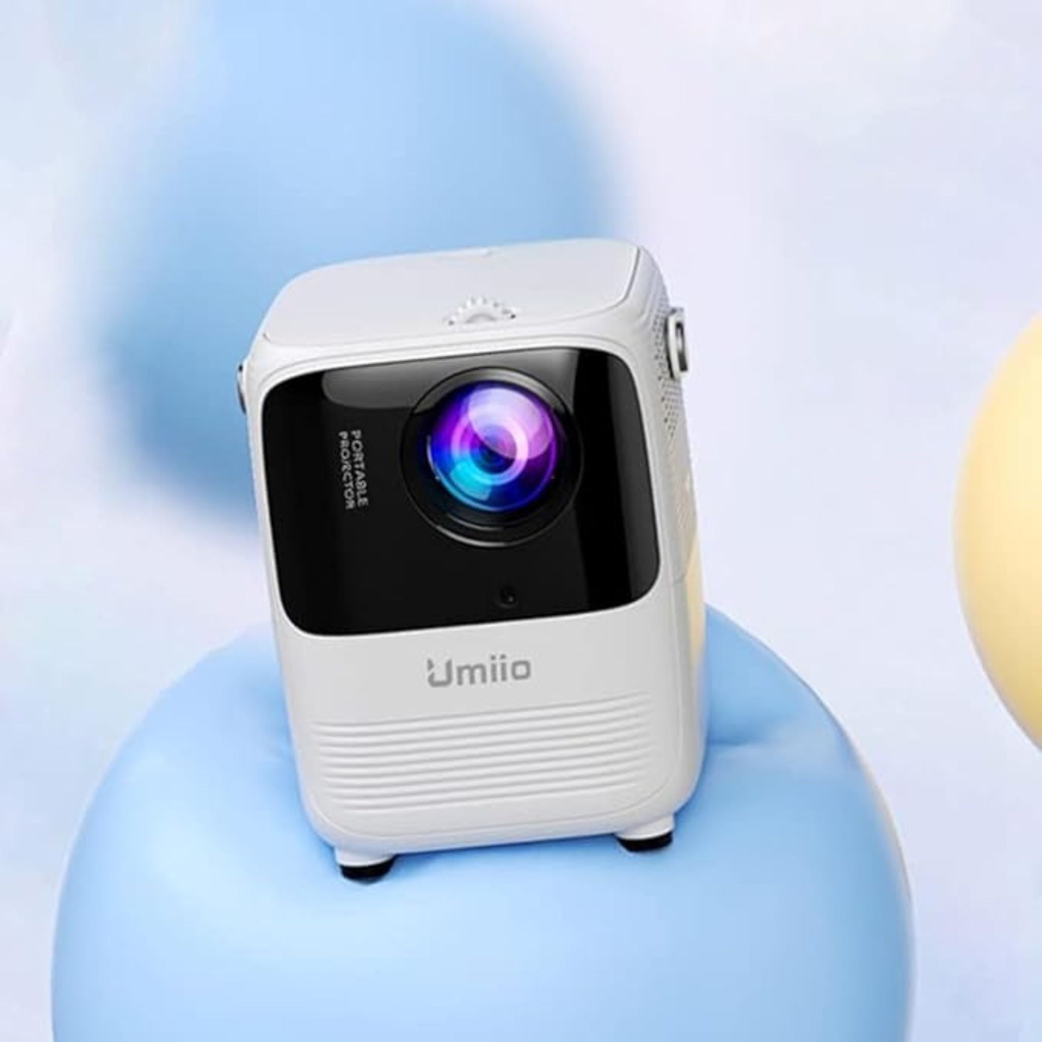 Umiio A008 Intelligent Screen Projector 5G WiFi & Bluetooth, 1080P HD Home Entertainment Hub, Compact Design, Wireless Streaming, Smart Projection, Higher Resolution Brightness, For Move Music TV Game Casting- White