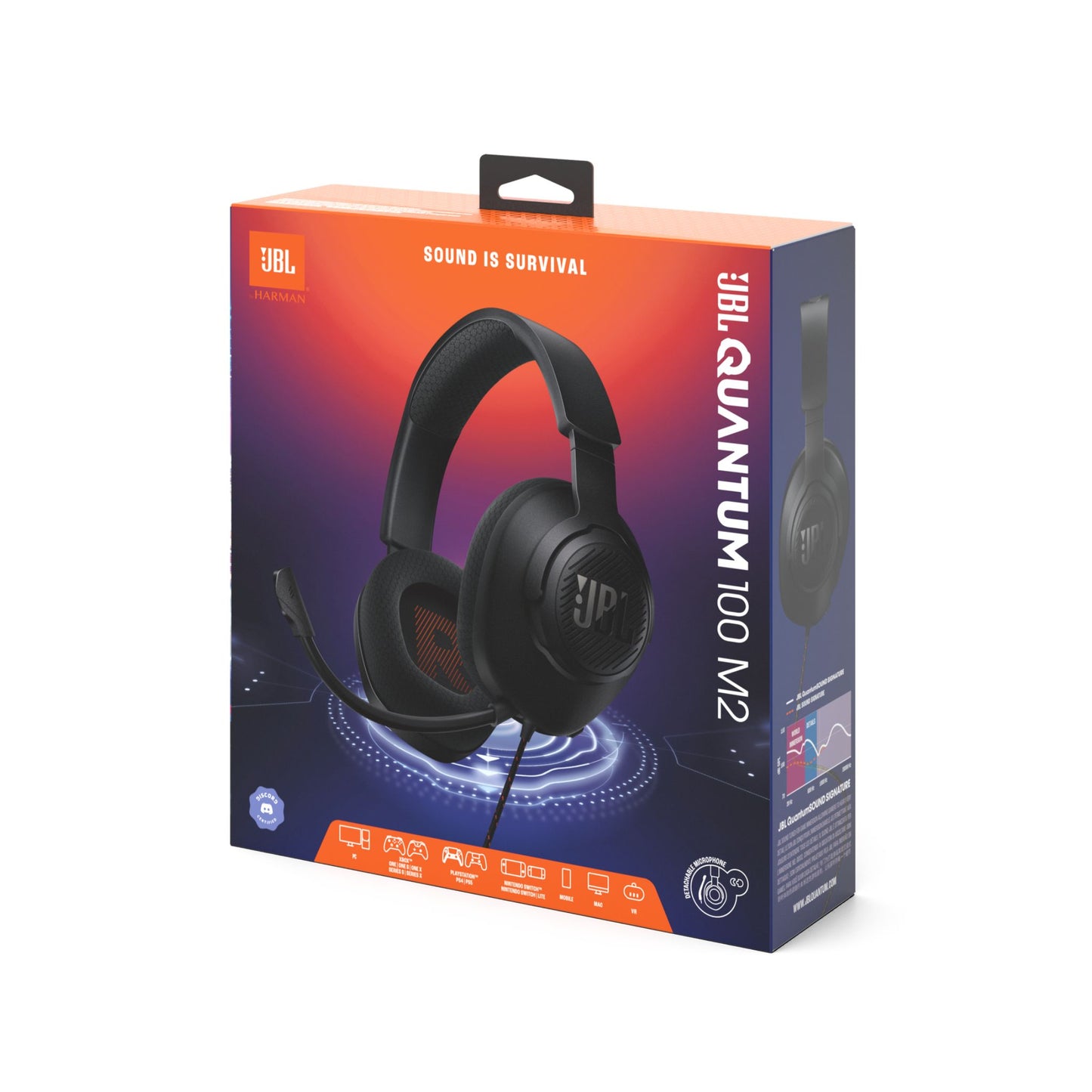 JBL Quantum 100 Wired Over-Ear Gaming Headset with a Detachable Voice-Focus Boom Mic, QuantumSOUND Signature, Lightweight Headband, Memory Foam Ear Cushion, PC and Gaming Console Compatible - Black