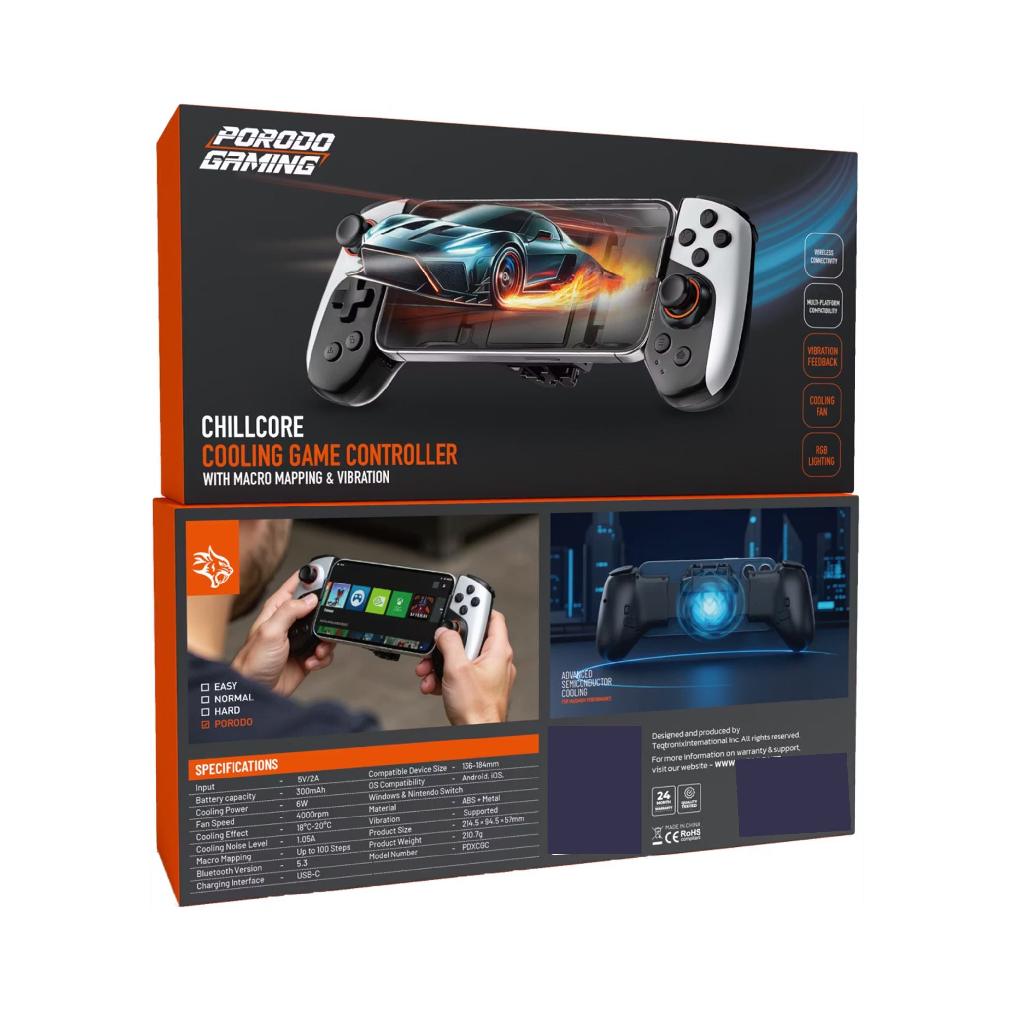 Porodo Gaming Chillcore Coolling Game Controller with Active Cooling S ...