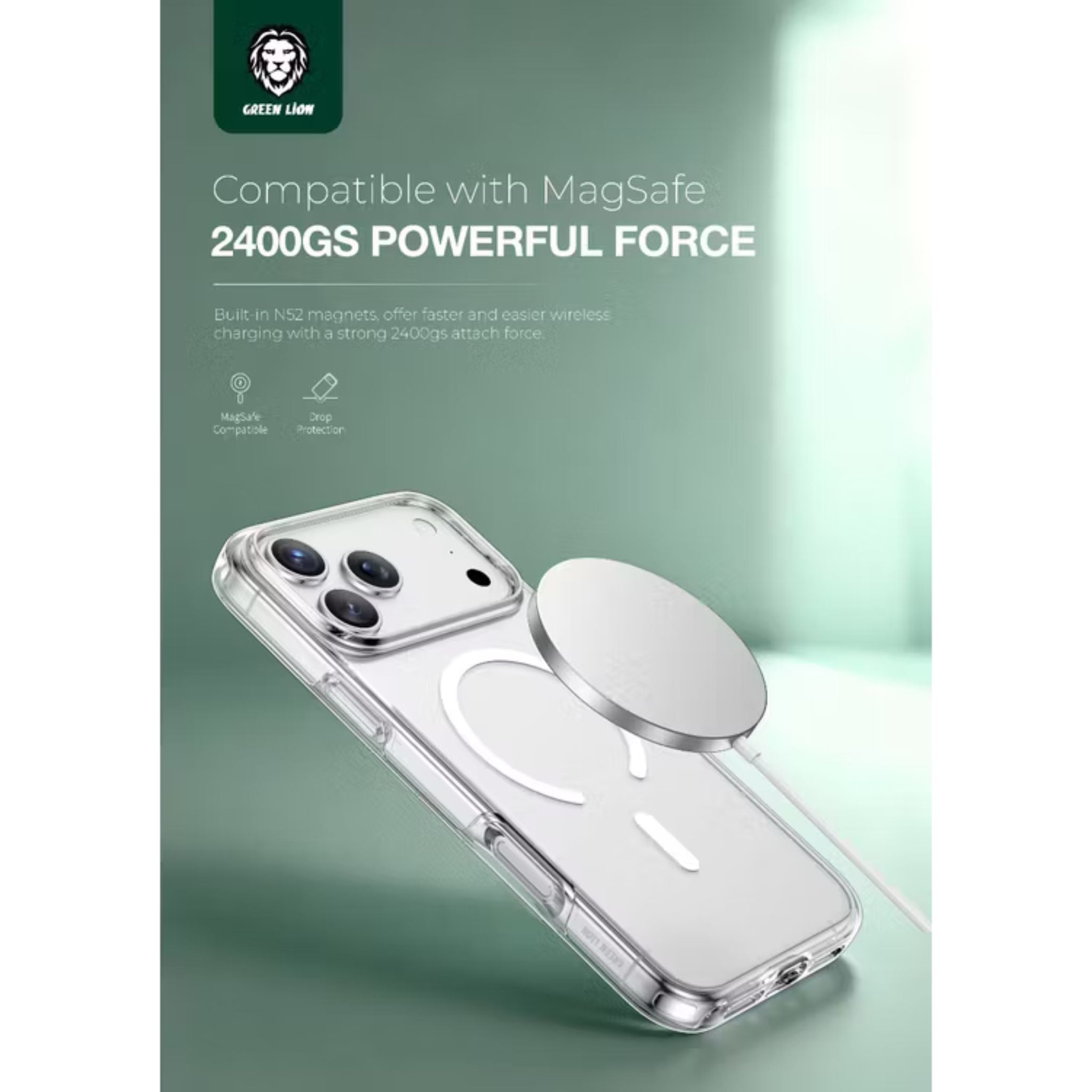 Green Lion Ultra Clear MagSafe Case for iPhone 17 Pro Max, Anti-Scratch, Enduring Clear, Drop Protection, Camera Protection, Anti-Yellow Protection - Clear