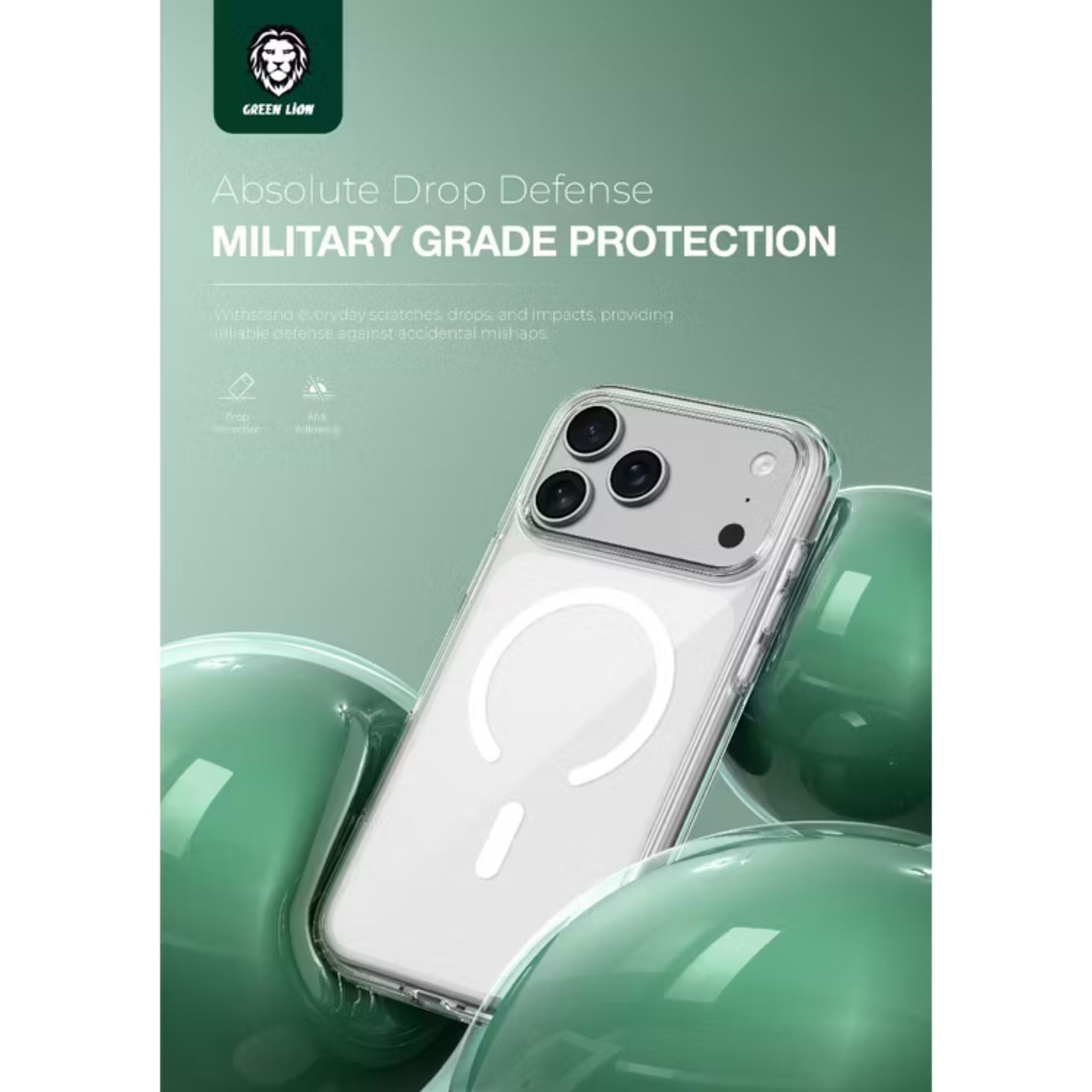 Green Lion Ultra Clear MagSafe Case for iPhone 17 Pro Max, Anti-Scratch, Enduring Clear, Drop Protection, Camera Protection, Anti-Yellow Protection - Clear