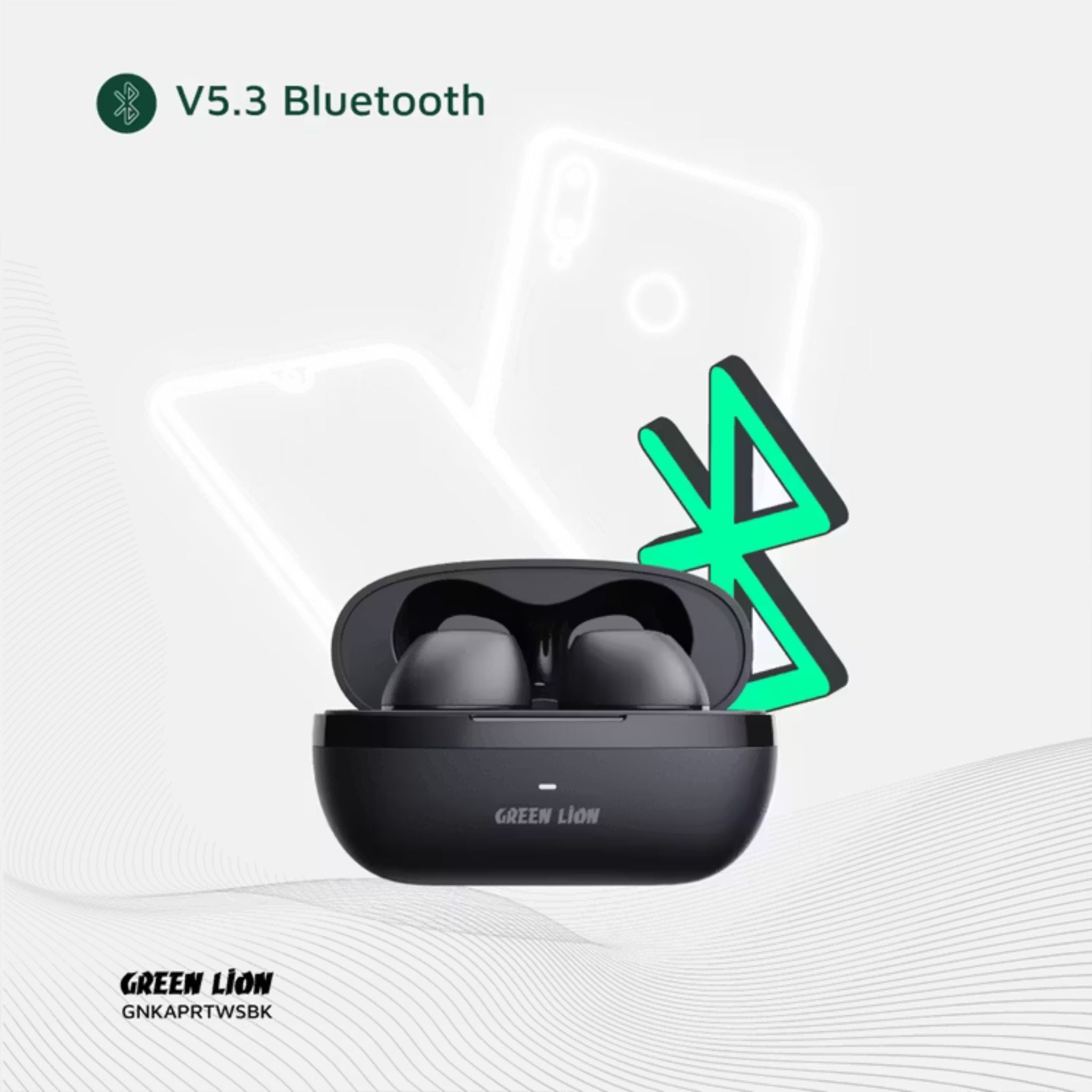 Green Lion Kaprun True Wireless Earbuds with Environmental Noise Cancellation, Up to 7 Hours of Playtime, 5.3 Bluetooth Version, IPX4 Waterproof, In-Ear Design - Black