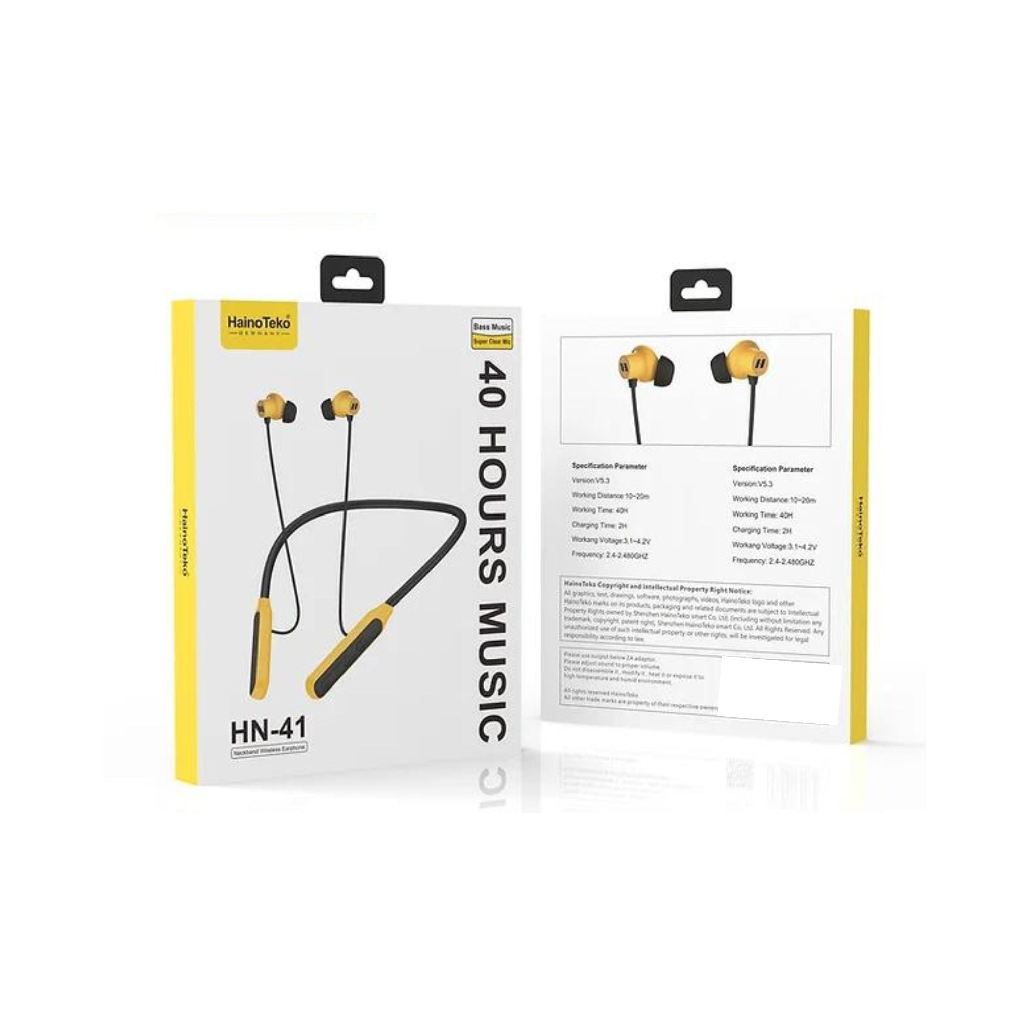 Haino Teko Germany HN-41 Neckband Wireless Earphone_Black & Yellow