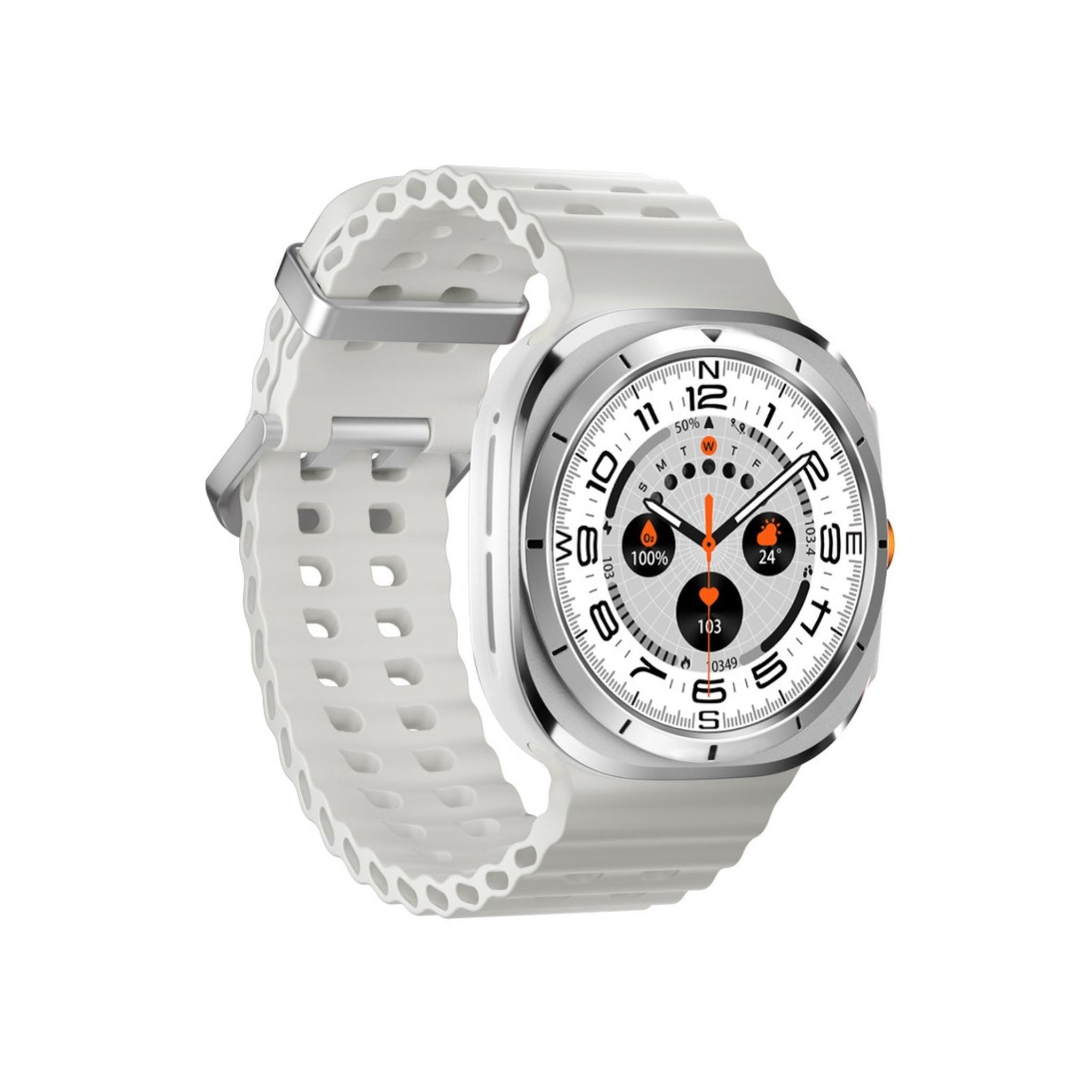 Porodo Voyager Smart Watch 1.43" AMOLED Display 466×466, Bluetooth Calling, Built-In Compass, Rugged Zinc Alloy Design, 400mAh Battery Up to 7 Days, Android & iOS Compatible- Silver