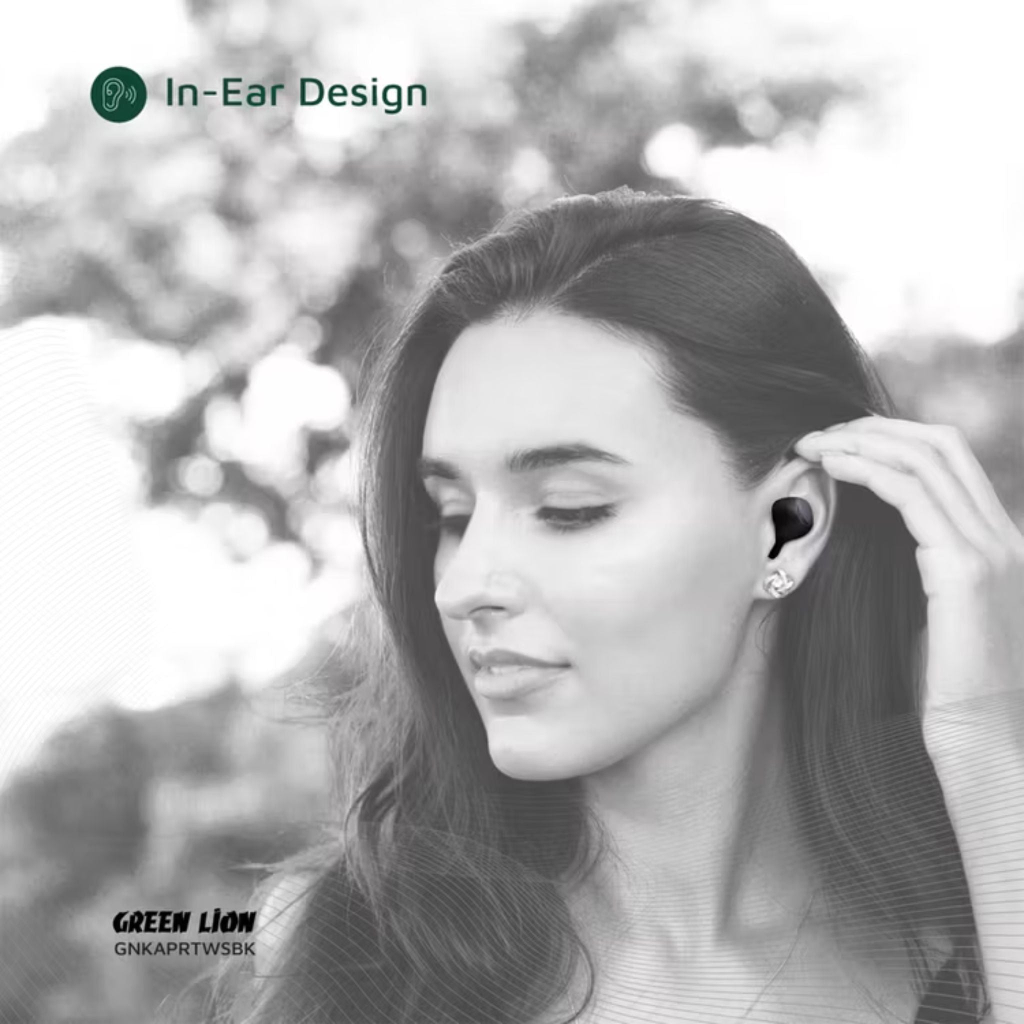 Green Lion Kaprun True Wireless Earbuds with Environmental Noise Cancellation, Up to 7 Hours of Playtime, 5.3 Bluetooth Version, IPX4 Waterproof, In-Ear Design - Black