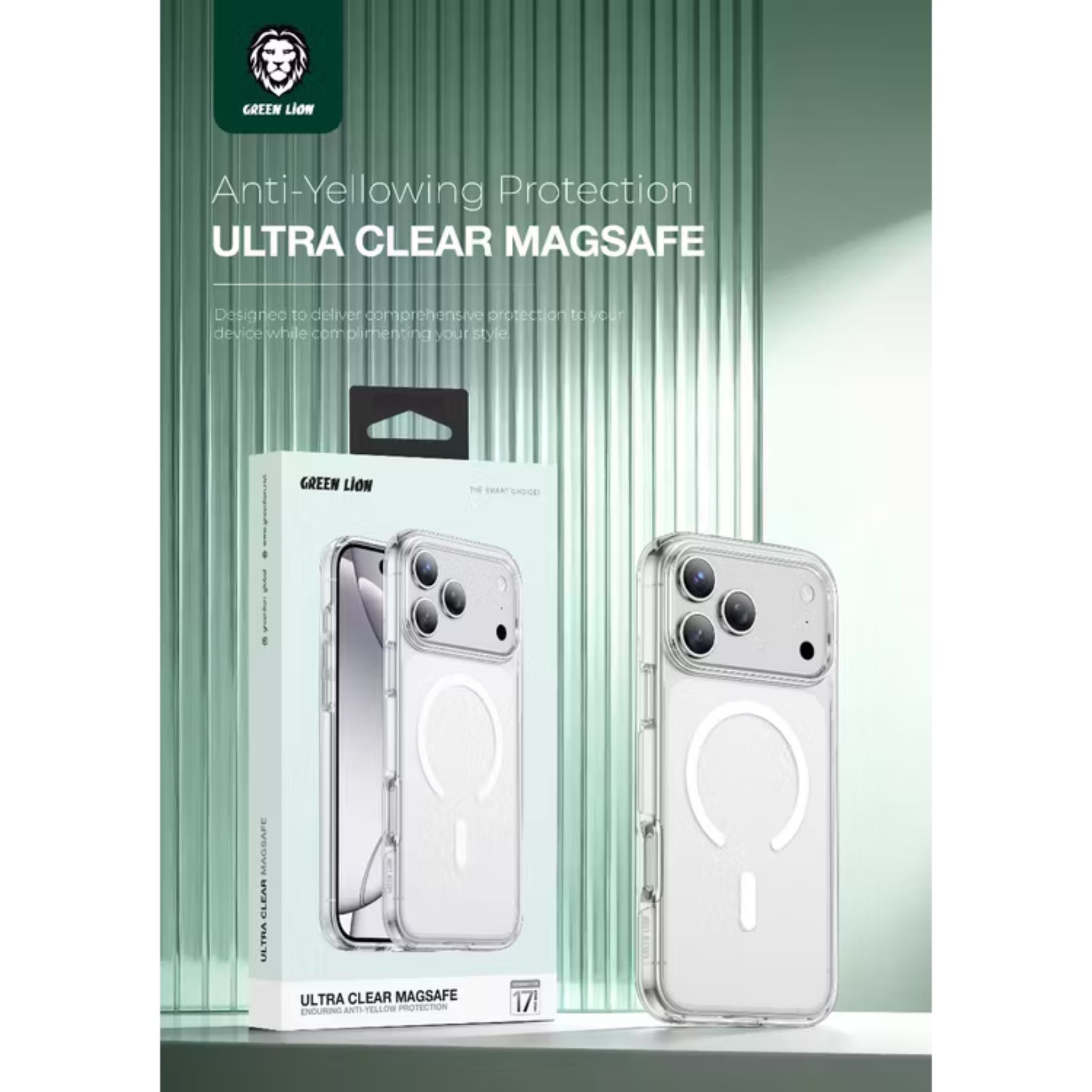 Green Lion Ultra Clear MagSafe Case for iPhone 17 Pro Max, Anti-Scratch, Enduring Clear, Drop Protection, Camera Protection, Anti-Yellow Protection - Clear