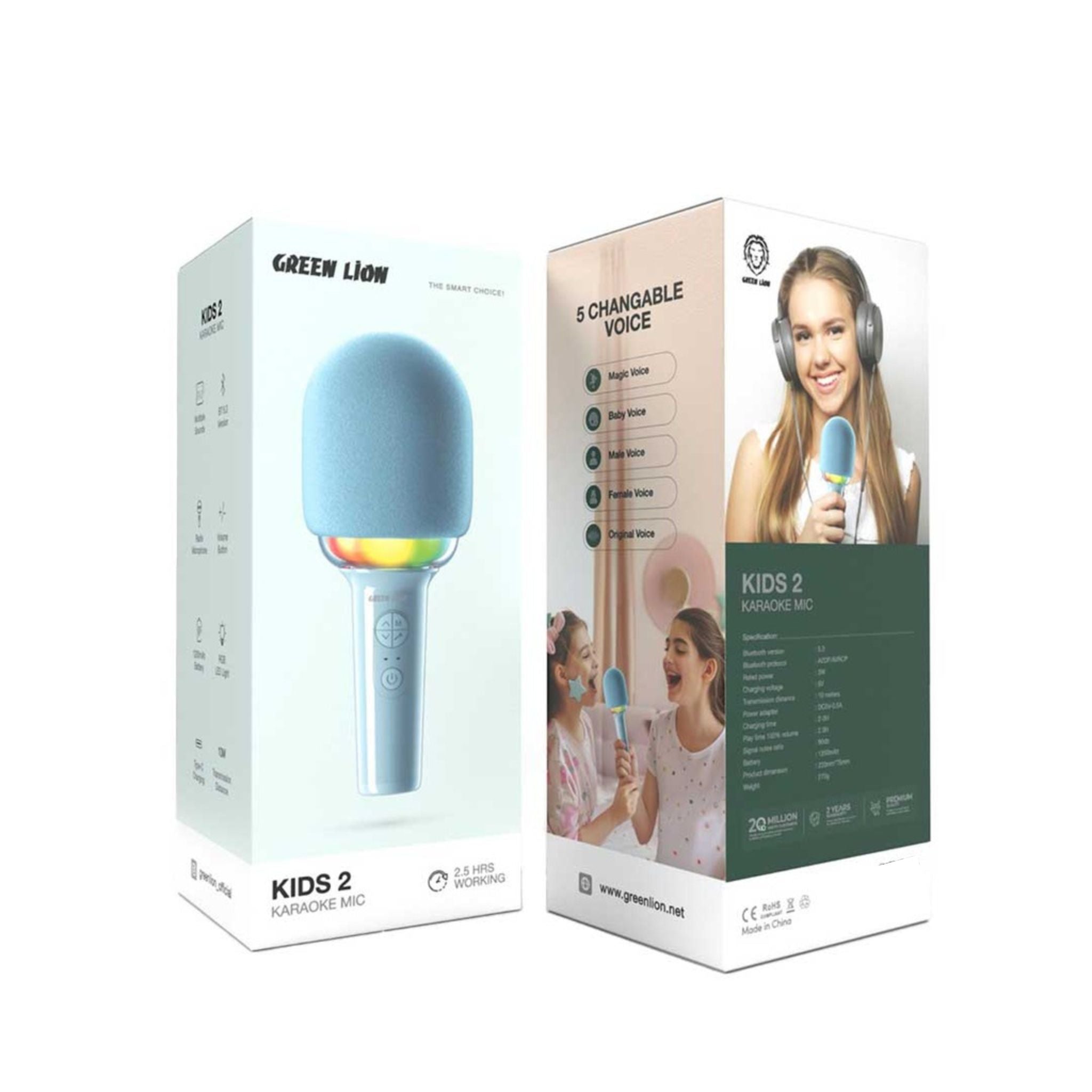 Green Lion Kids 2 Karaoke Microphone - Blue