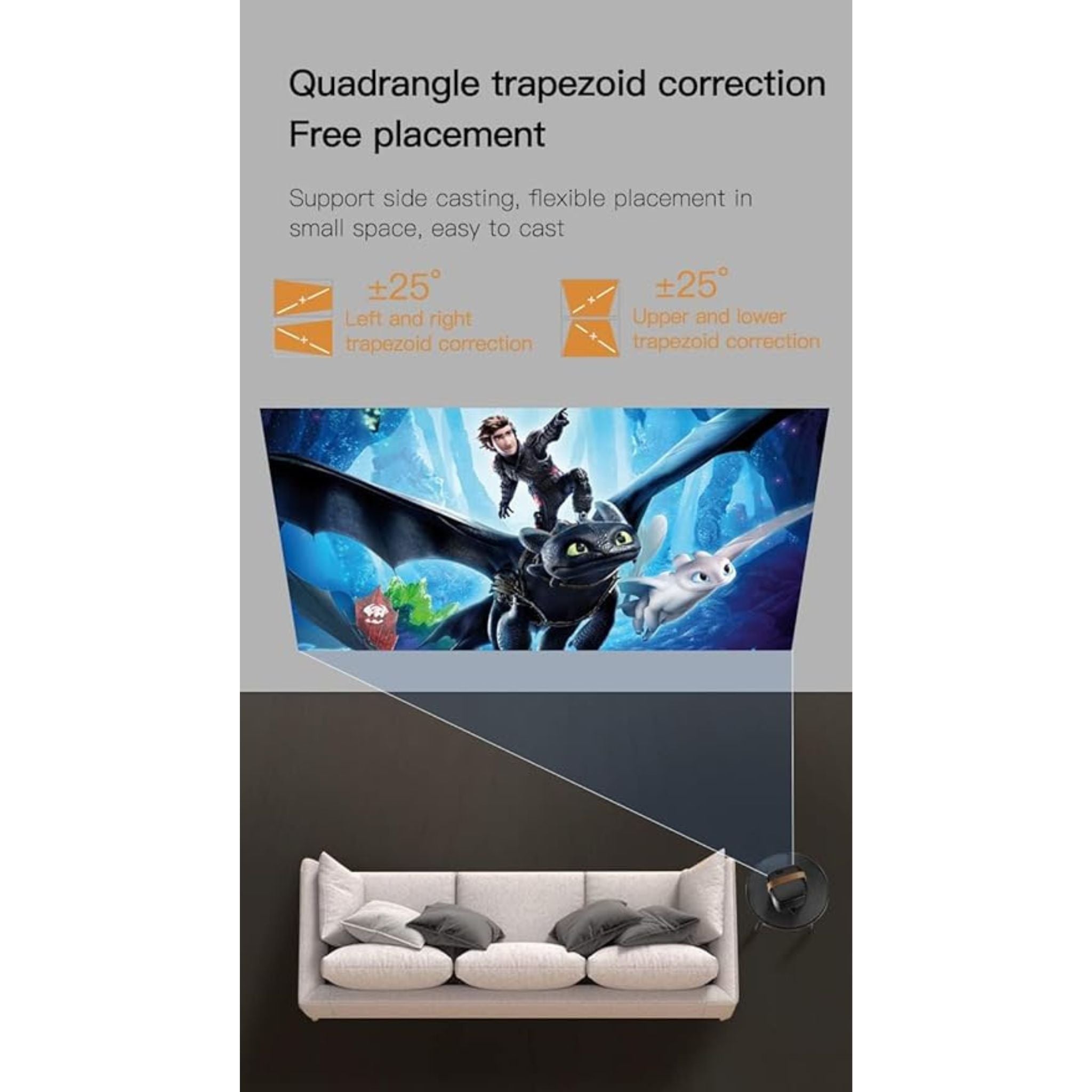 Umiio A008 Intelligent Screen Projector 5G WiFi & Bluetooth, 1080P HD Home Entertainment Hub, Compact Design, Wireless Streaming, Smart Projection, Higher Resolution Brightness, For Move Music TV Game Casting- White