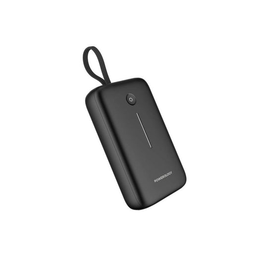 Powerology 20000mAh Power Bank with Detachable USB-C Wire, 30W Power Delivery, 3-Device Charging, Long Time Standby, Universal Phone Compatibility, Built-in Safeguards - Black