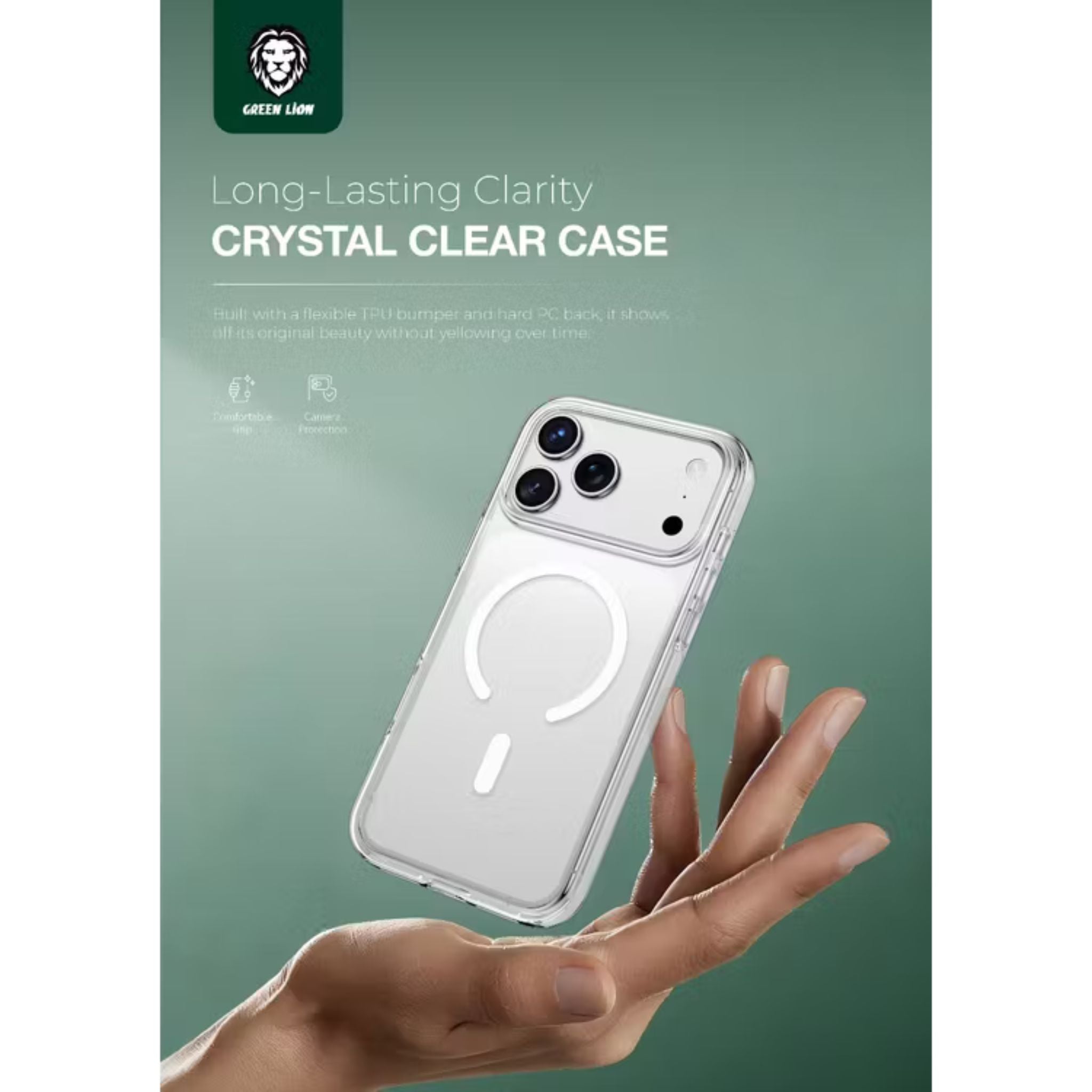 Green Lion Ultra Clear MagSafe Case for iPhone 17 Pro Max, Anti-Scratch, Enduring Clear, Drop Protection, Camera Protection, Anti-Yellow Protection - Clear