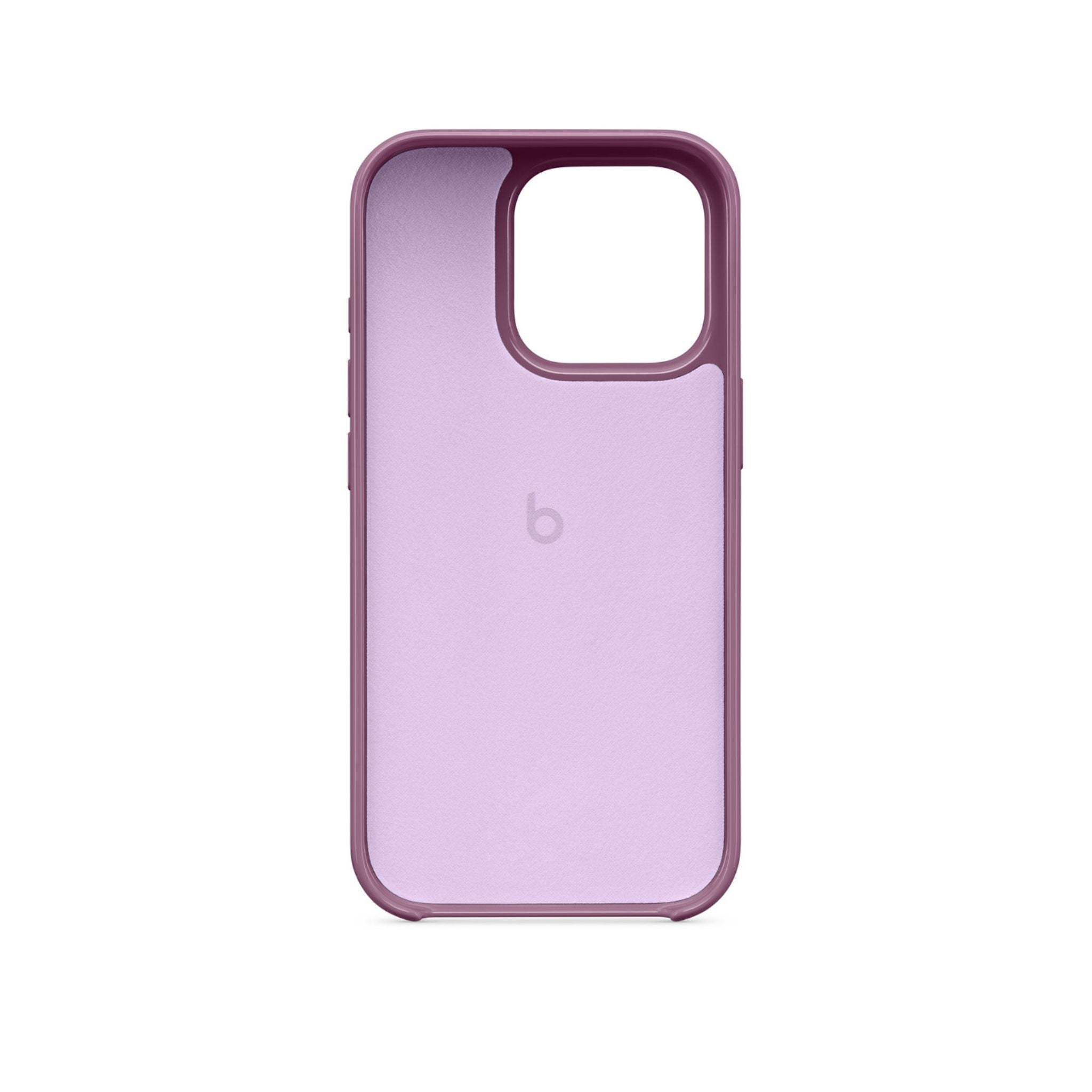 A purple iPhone 16 Pro case with a clear back and a MagSafe logo on the bottom right corner.