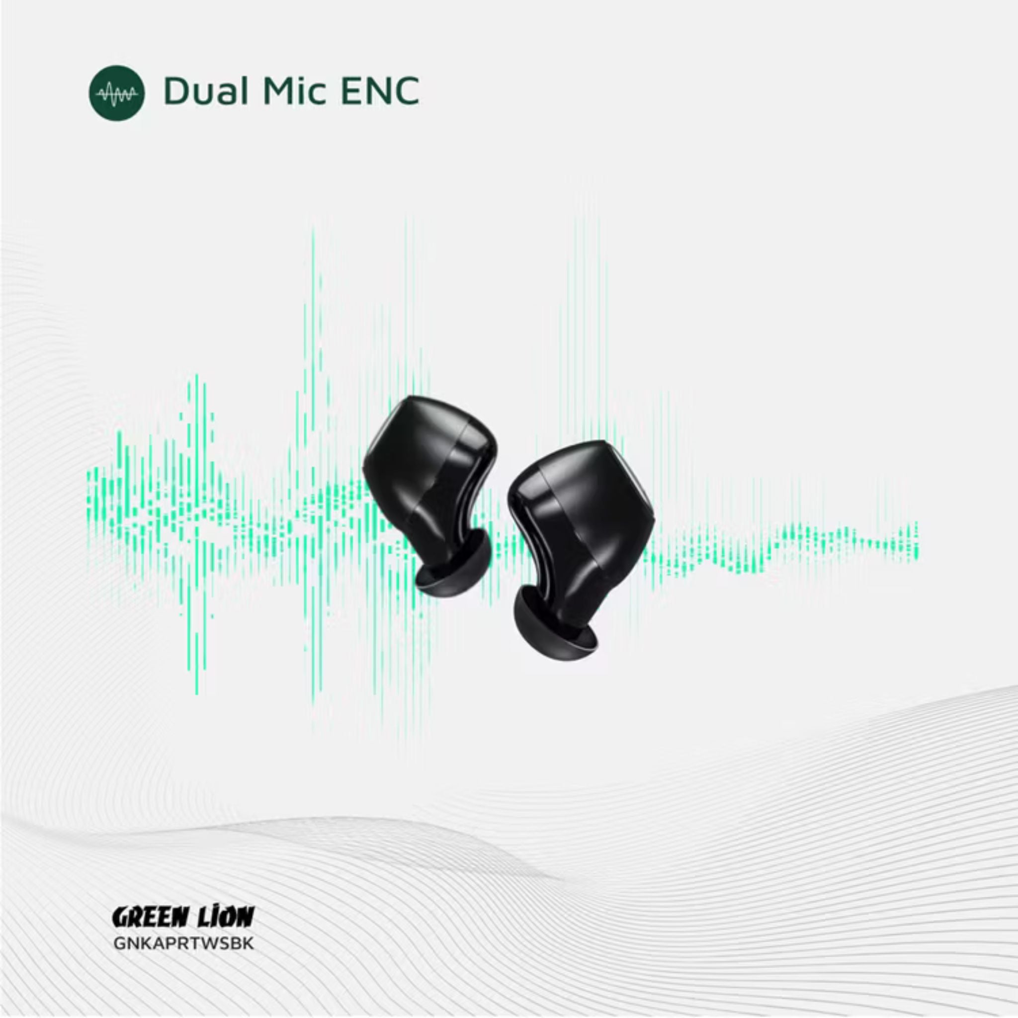 Green Lion Kaprun True Wireless Earbuds with Environmental Noise Cancellation, Up to 7 Hours of Playtime, 5.3 Bluetooth Version, IPX4 Waterproof, In-Ear Design - Black